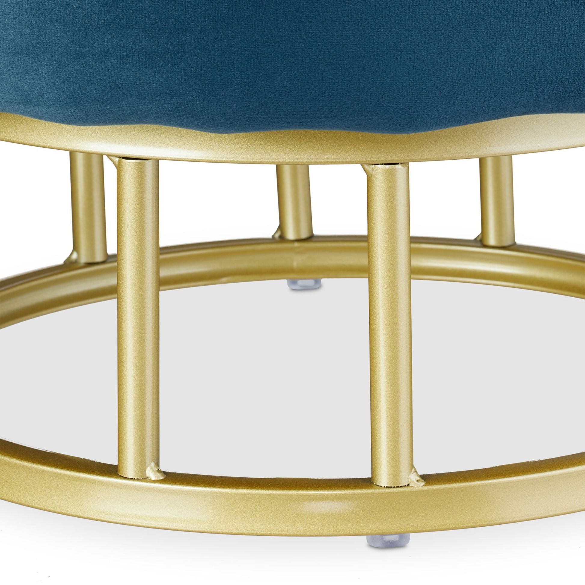 Samthocker mit Stauraum Dunkelblau-Gold von Relaxdays