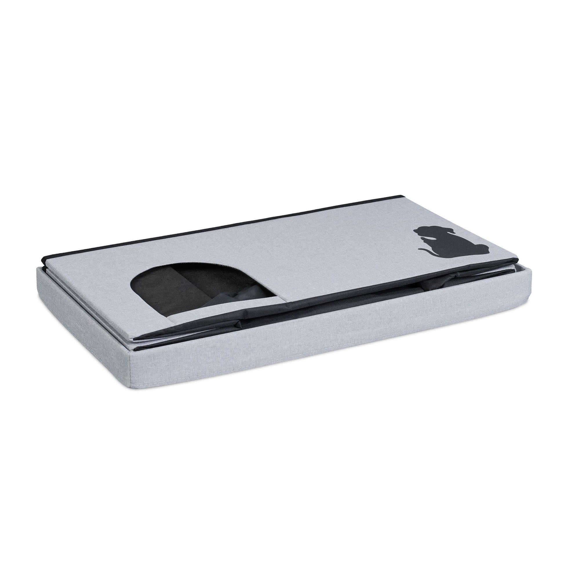 Katzenhöhle mit Deckel Weiss-Schwarz-Grau von Relaxdays