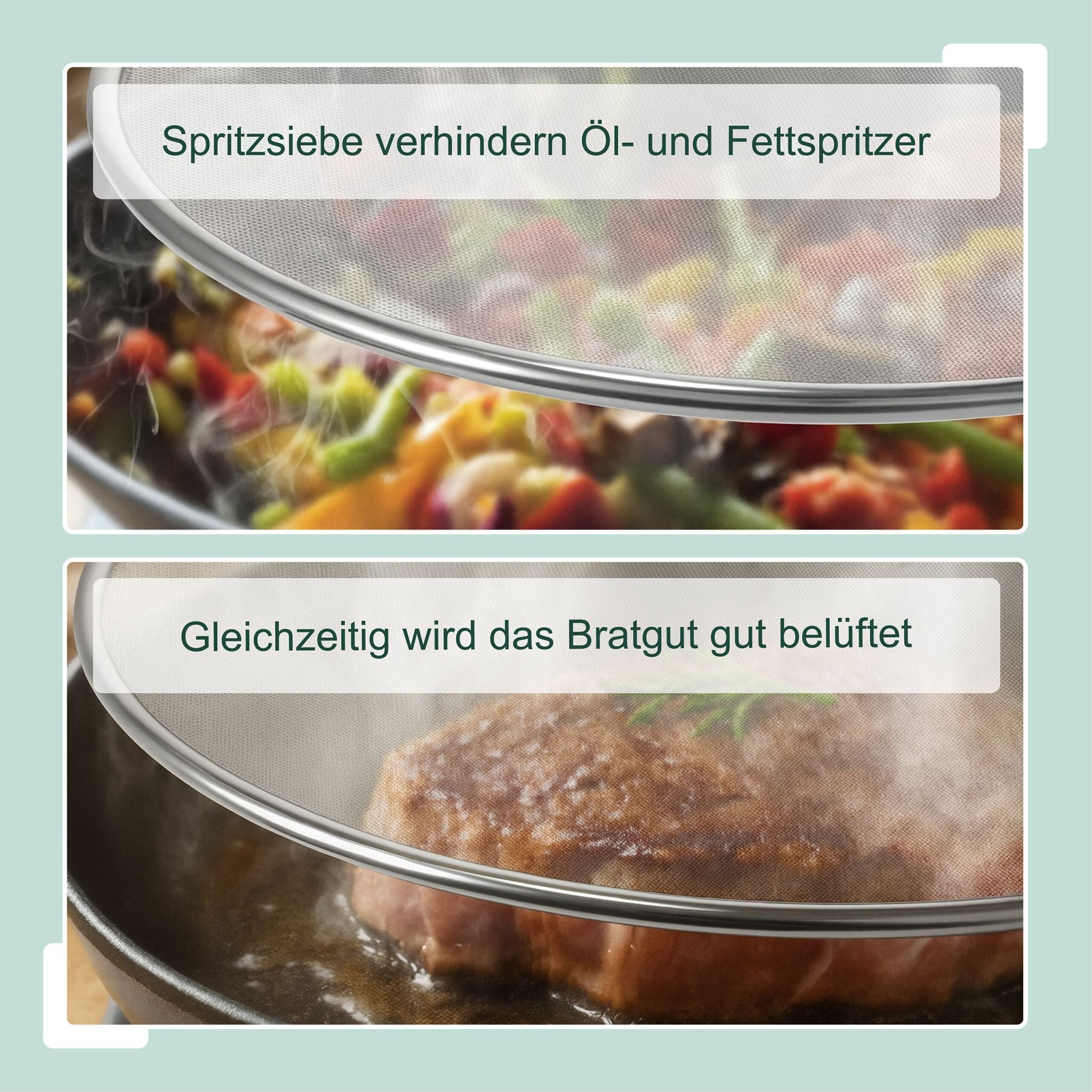 Pfannen Spritzschutz 3er-Set Schwarz-Silber von Relaxdays
