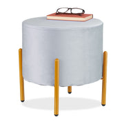 Samt Hocker mit 4 Metallbeinen Gold-Grau von Relaxdays