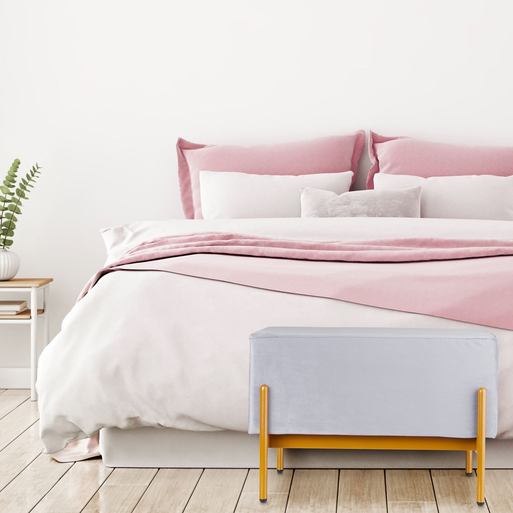 Sitzbank Samt Beige-Grau von Relaxdays