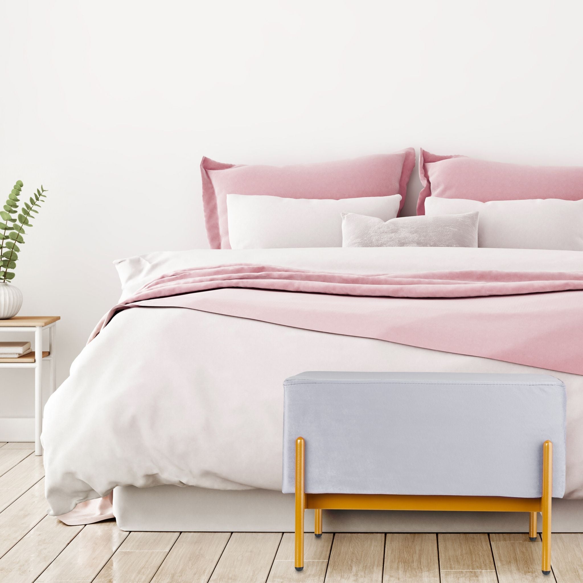Sitzbank Samt Beige-Grau von Relaxdays