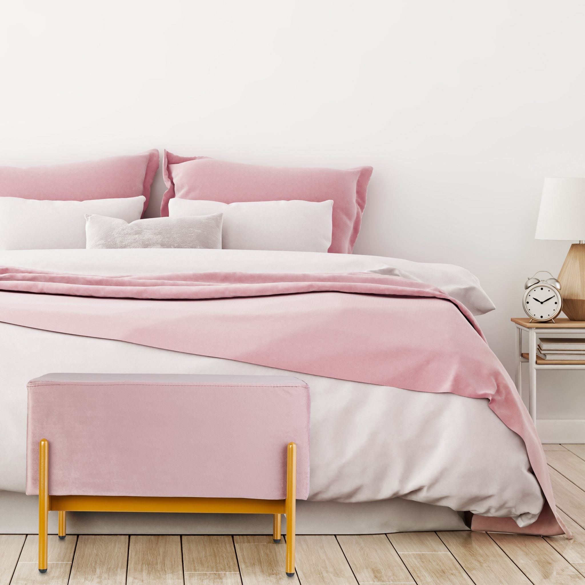 Sitzbank Samt Beige-Rosa von Relaxdays