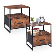 Nachttisch Industrial 2er-Set Dunkelbraun-Schwarz von Relaxdays