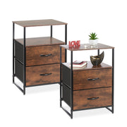 Nachttisch Industrial 2er-Set Dunkelbraun-Schwarz von Relaxdays