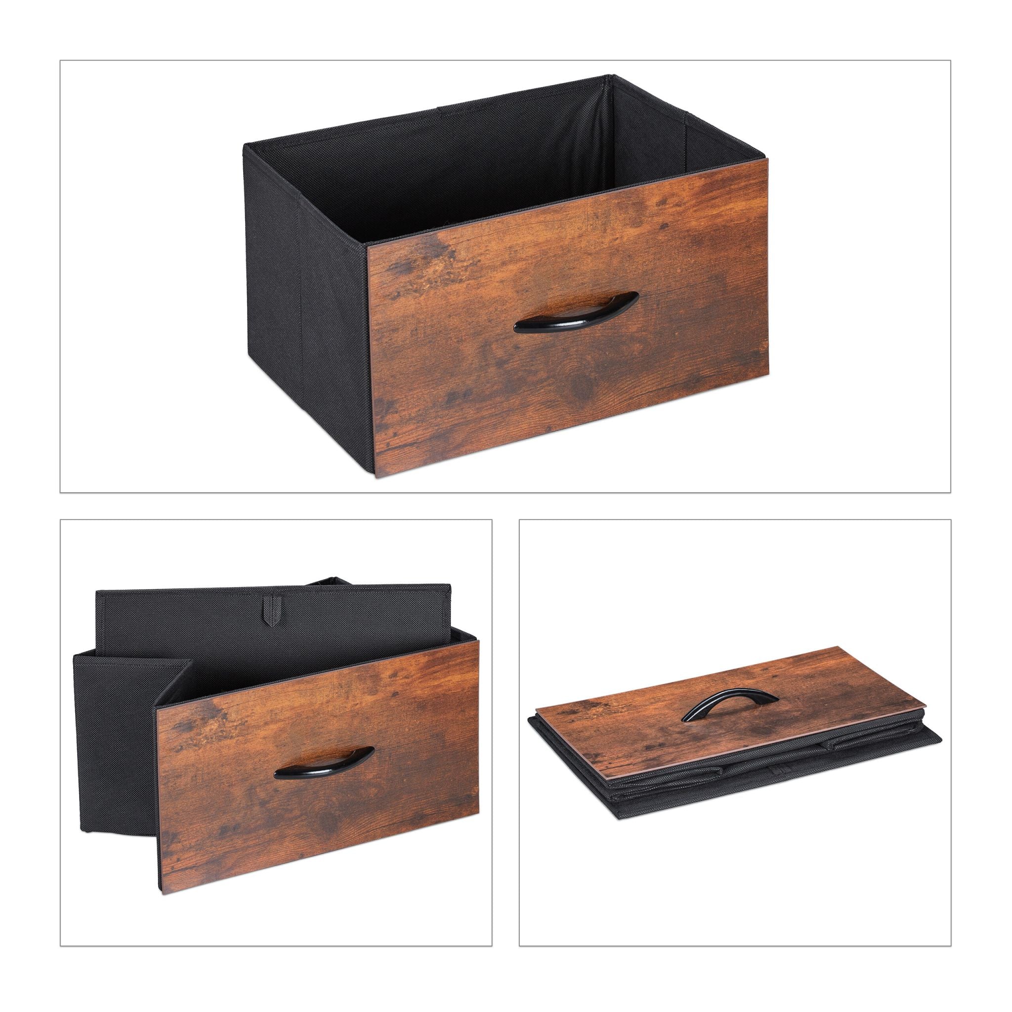 Nachttisch Industrial 2er-Set Dunkelbraun-Schwarz von Relaxdays