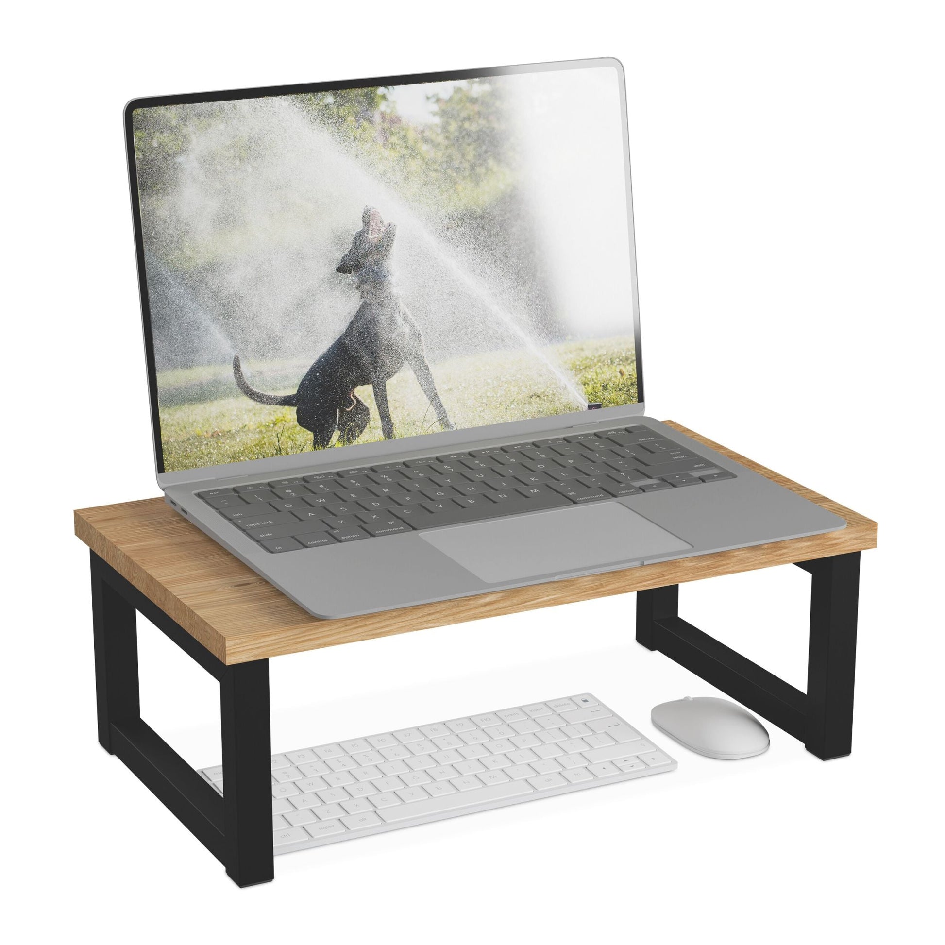 Monitorständer Industrial-Design Hellbraun-Schwarz von Relaxdays