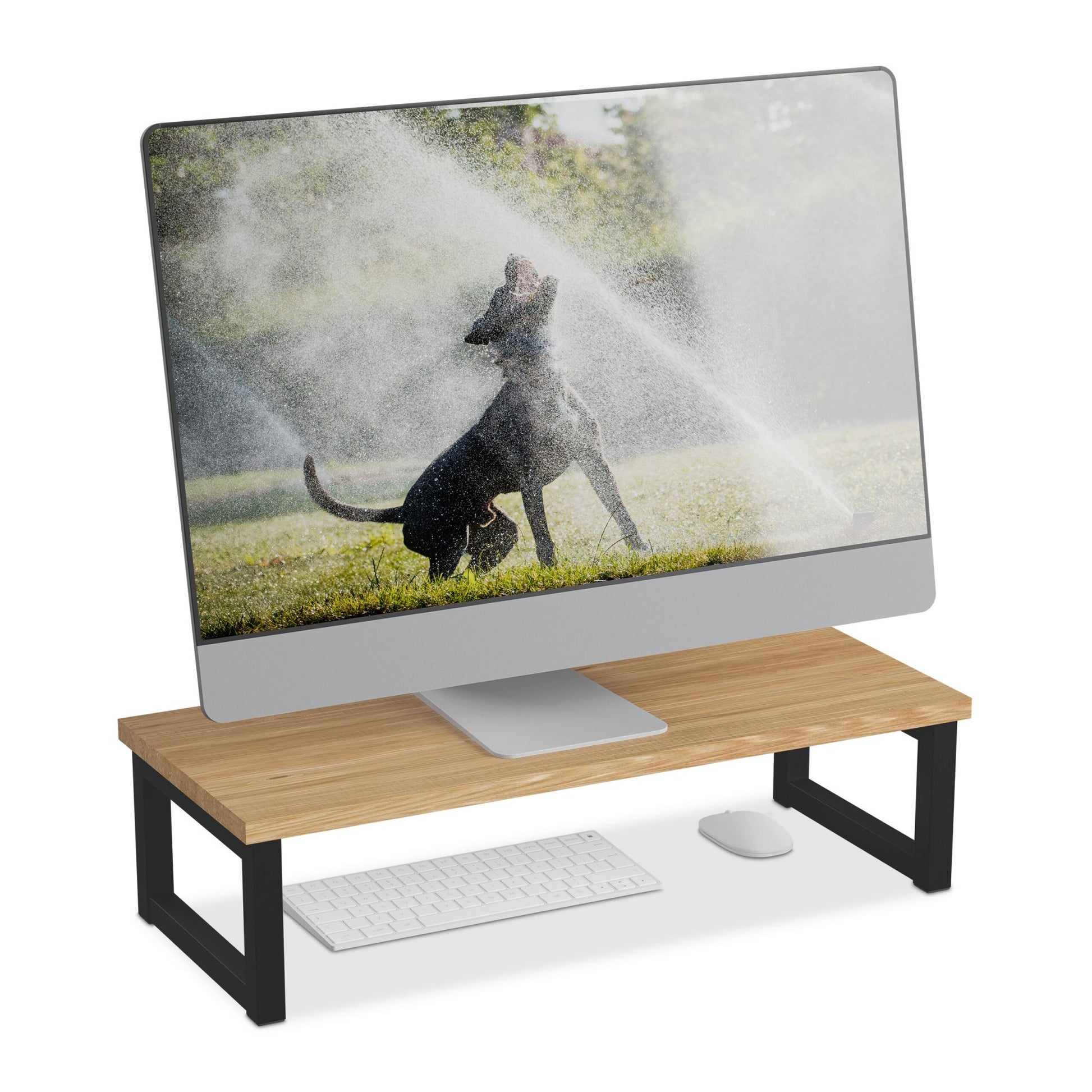 Monitorständer Industrial-Design Hellbraun-Schwarz von Relaxdays