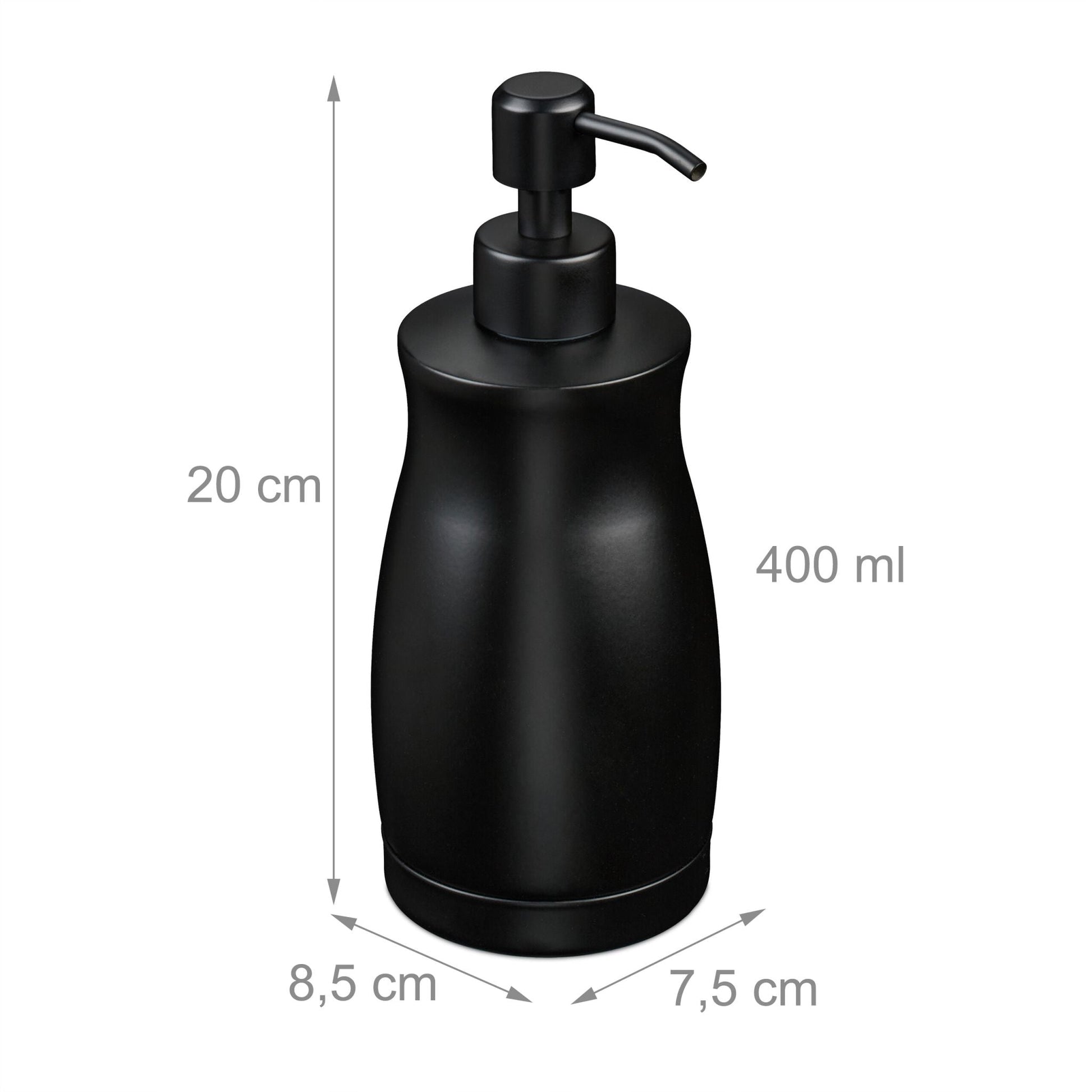 Seifenspender Edelstahl 400 ml Schwarz von Relaxdays