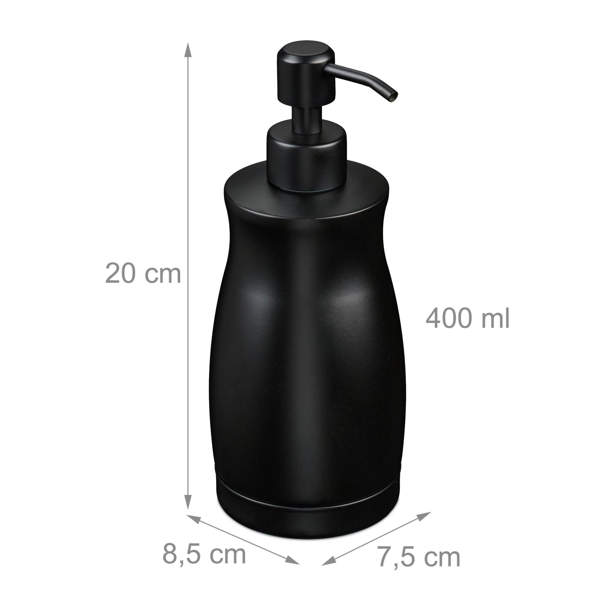 Seifenspender Edelstahl 400 ml Schwarz von Relaxdays