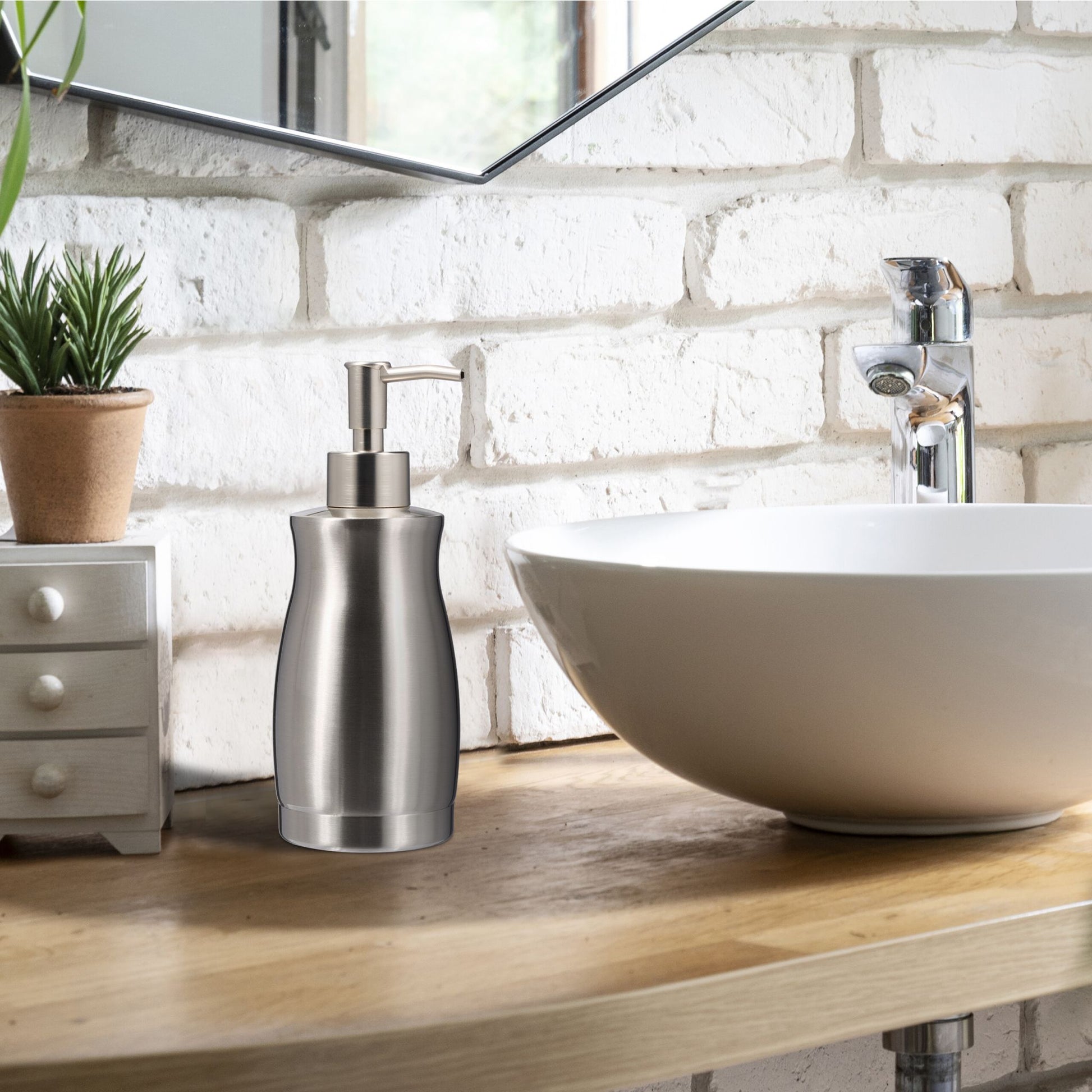 Seifenspender Edelstahl 400 ml Silber von Relaxdays