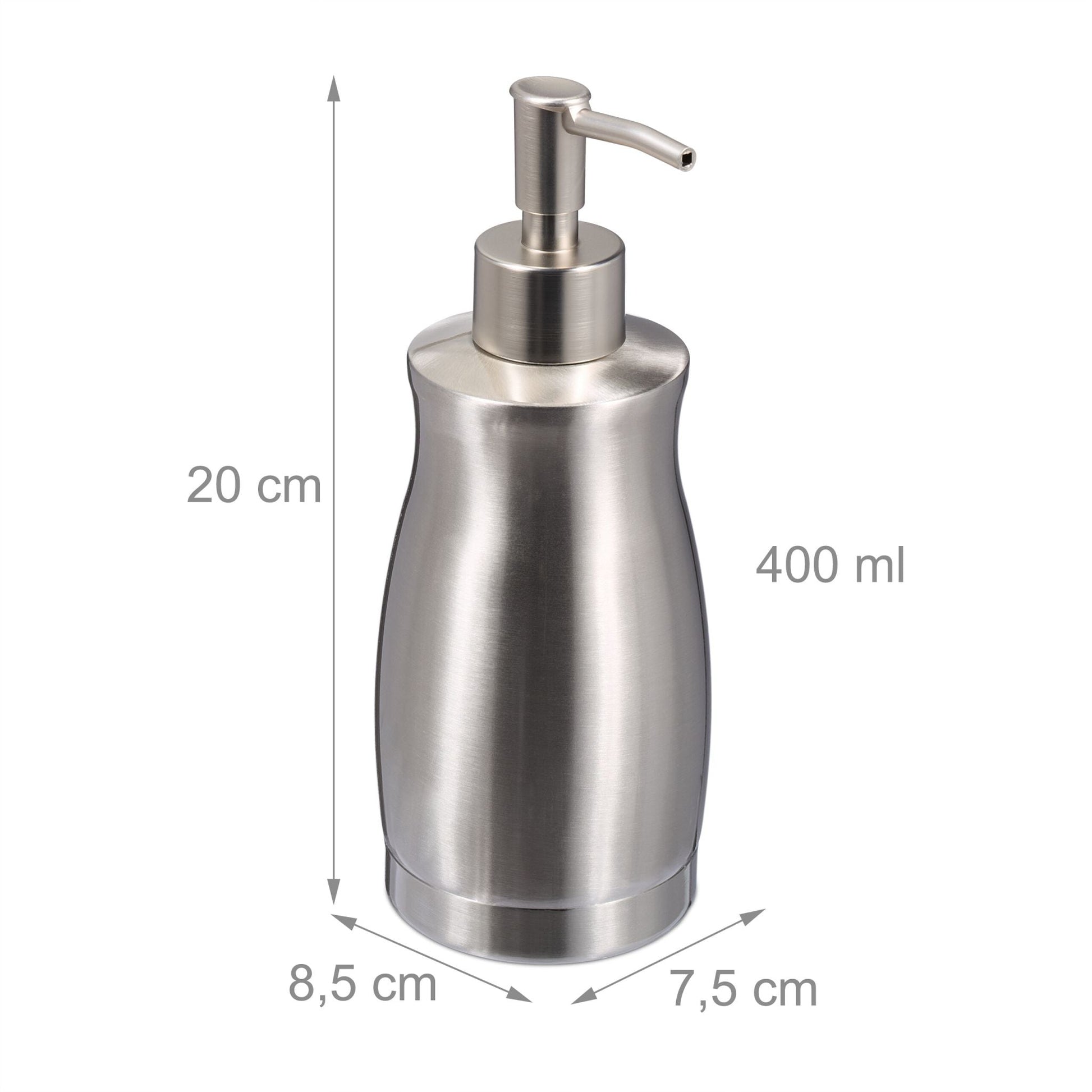 Seifenspender Edelstahl 400 ml Silber von Relaxdays