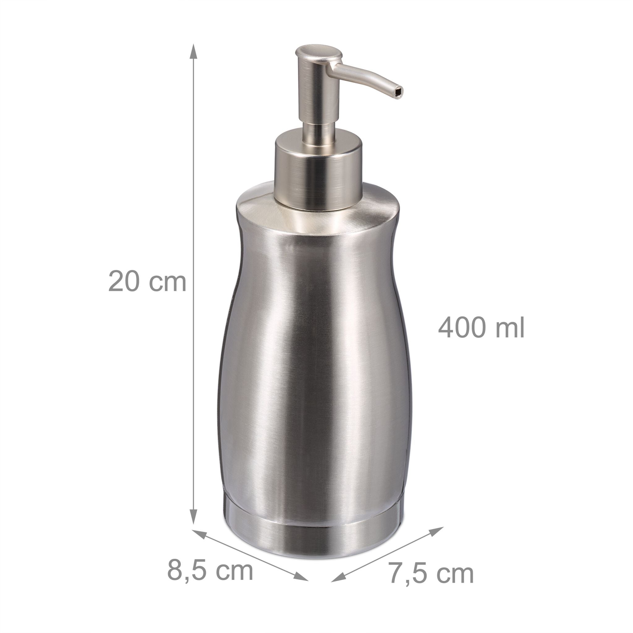 Seifenspender Edelstahl 400 ml Silber von Relaxdays
