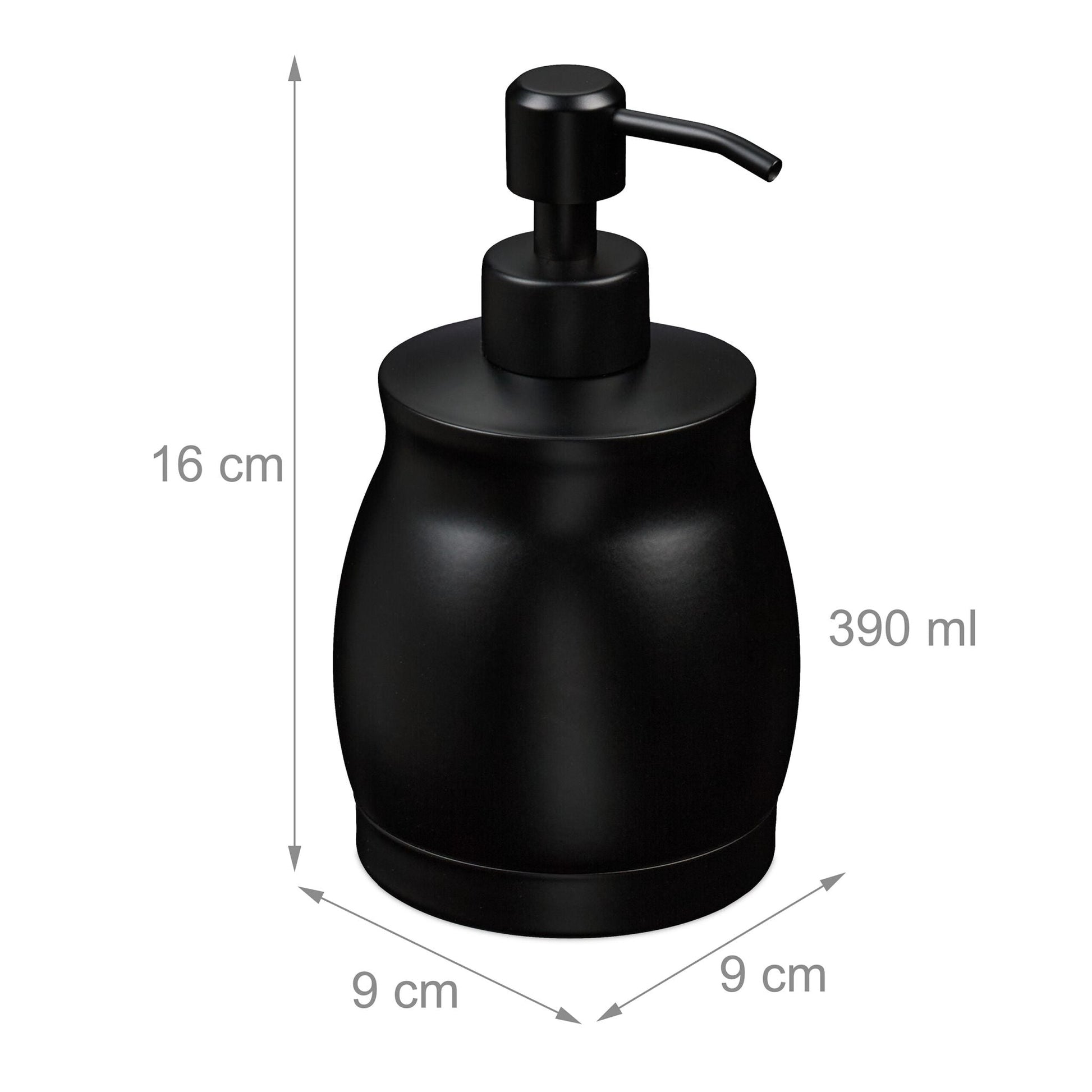 Seifenspender Edelstahl 390 ml Schwarz von Relaxdays