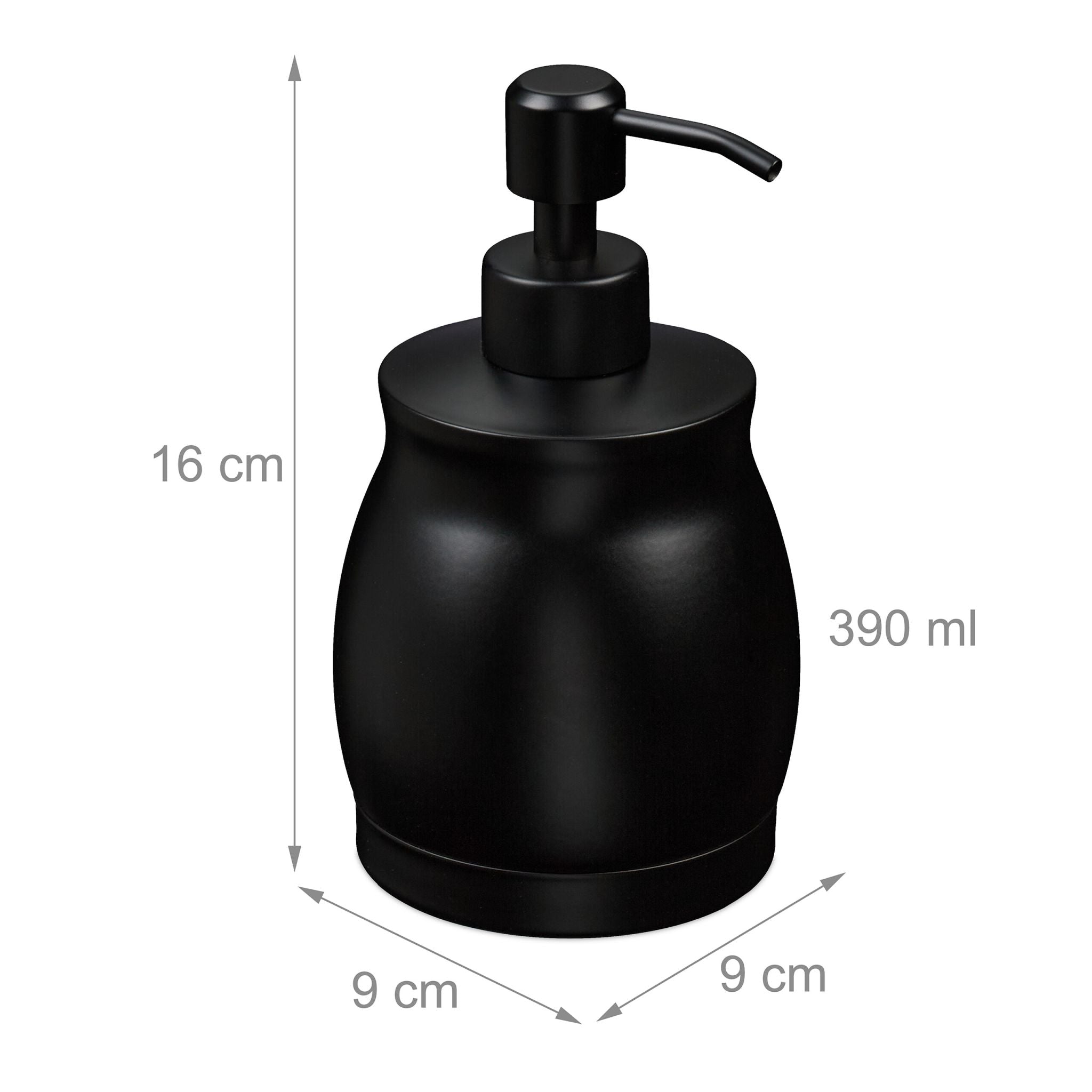 Seifenspender Edelstahl 390 ml Schwarz von Relaxdays