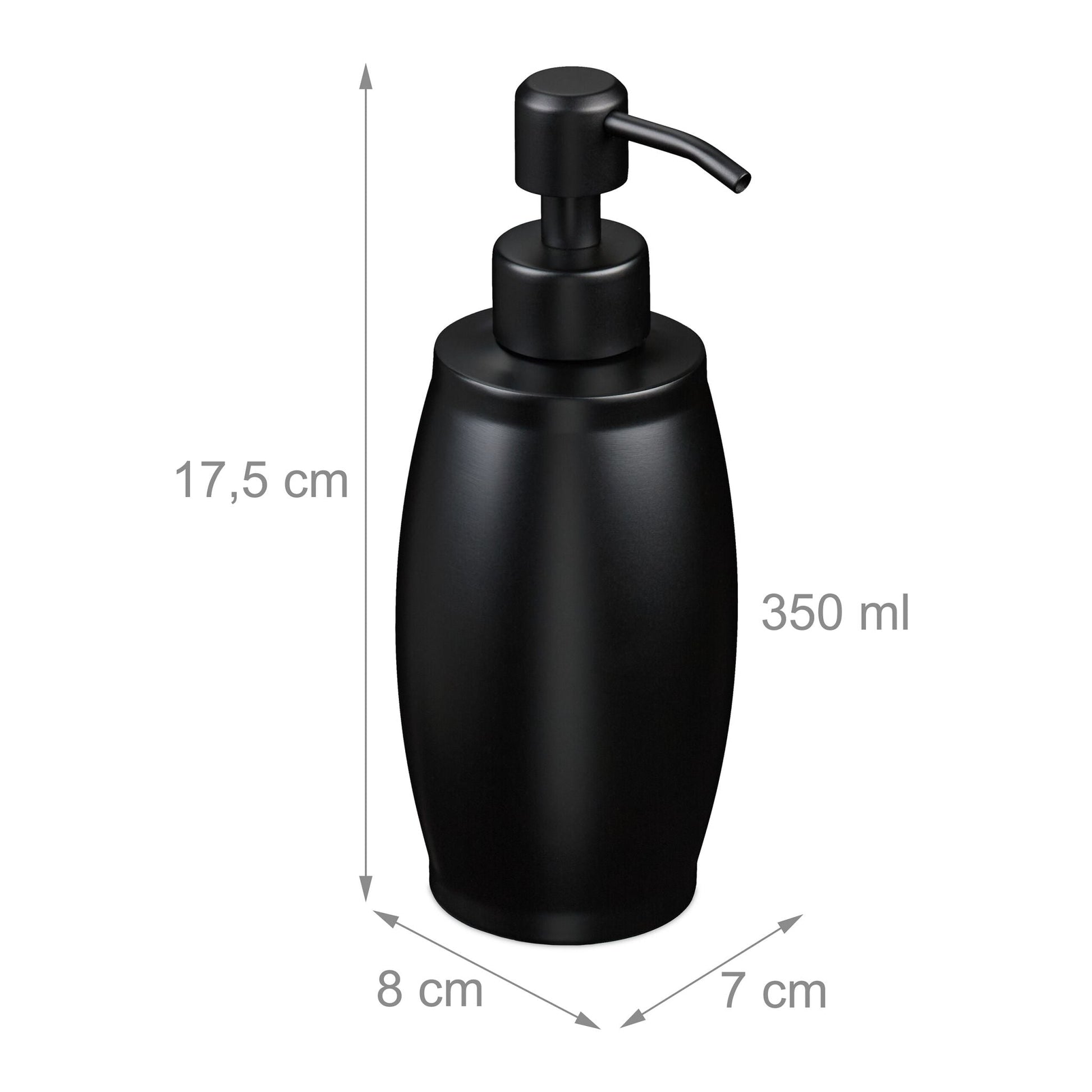 Seifenspender Edelstahl 350 ml Schwarz von Relaxdays