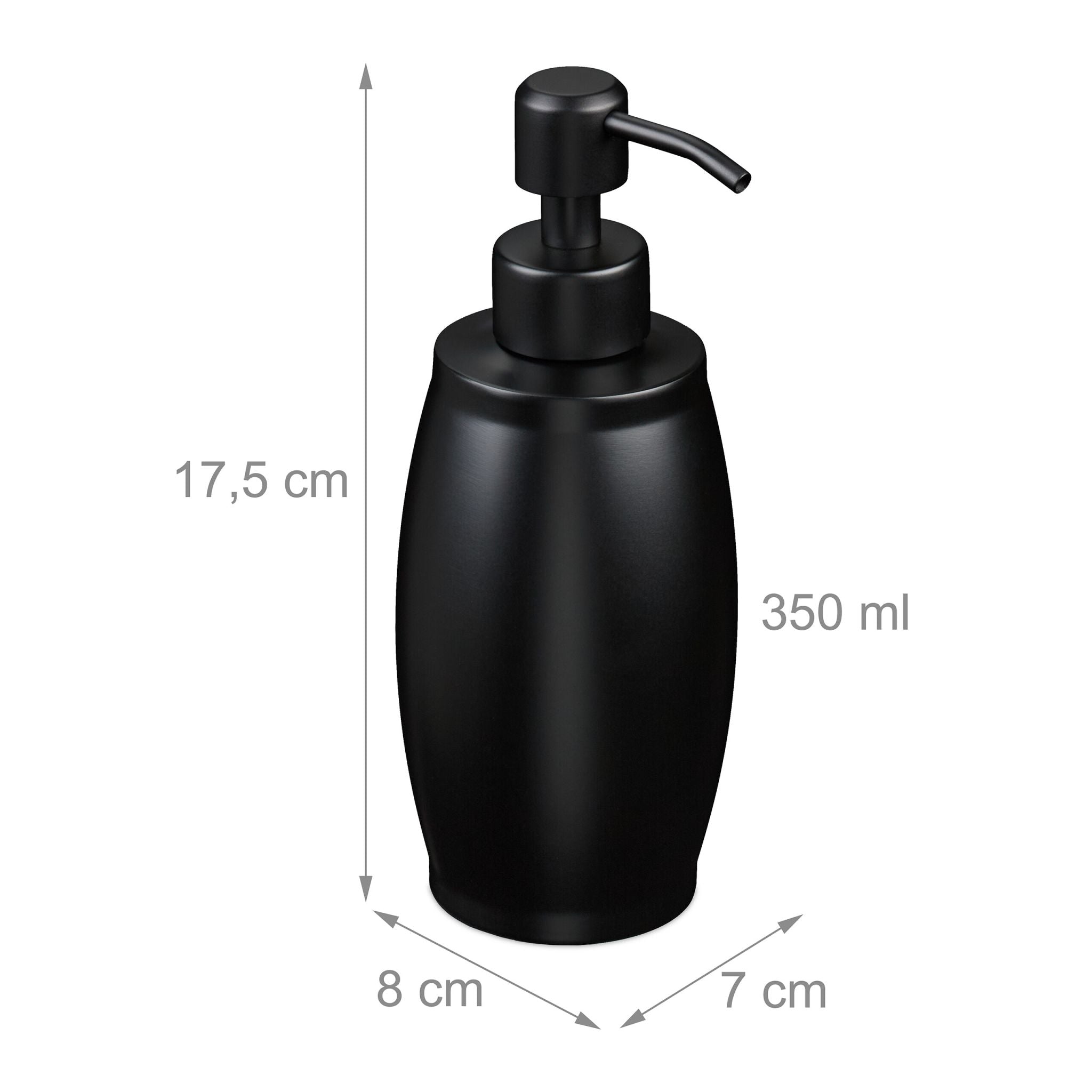 Seifenspender Edelstahl 350 ml Schwarz von Relaxdays