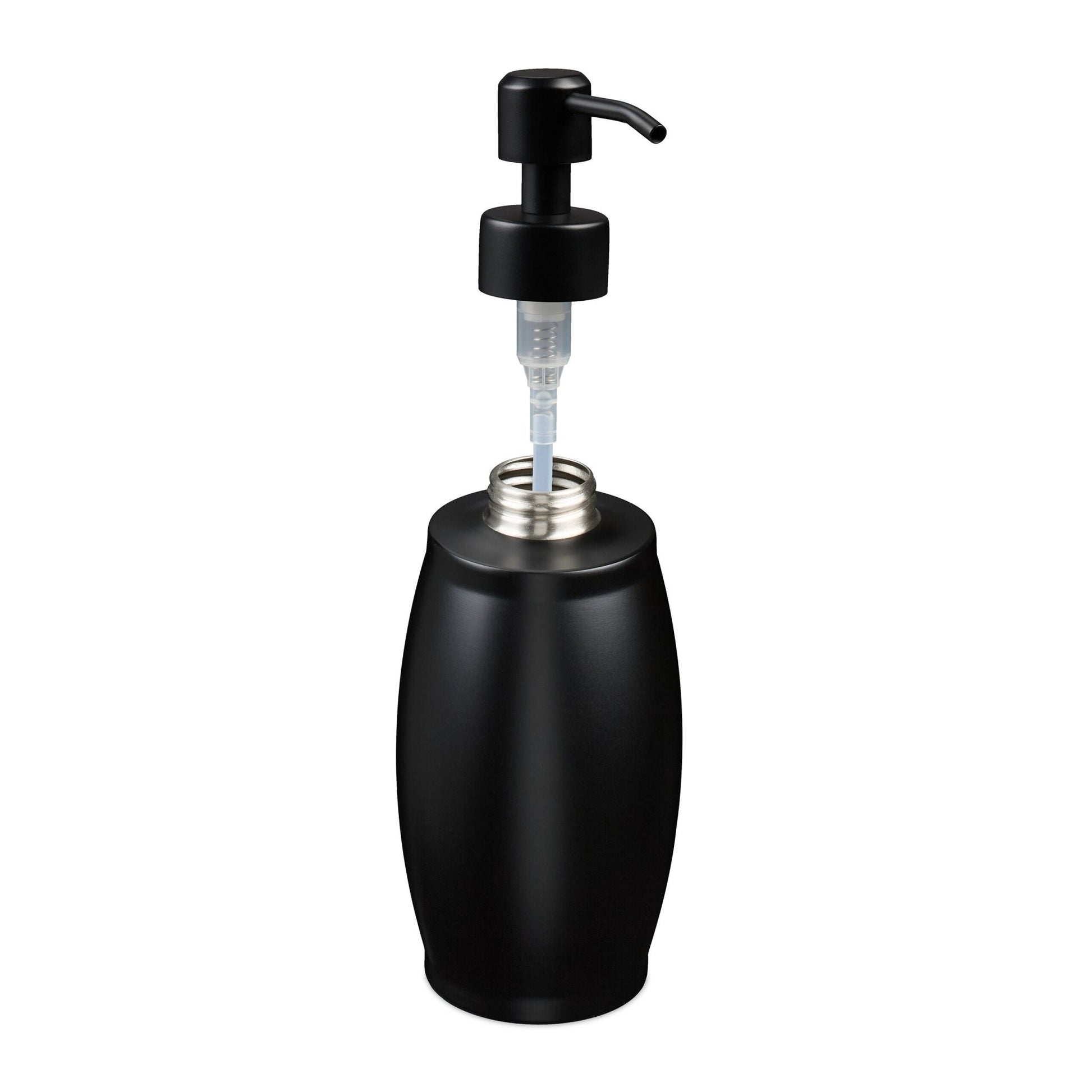 Seifenspender Edelstahl 350 ml Schwarz von Relaxdays