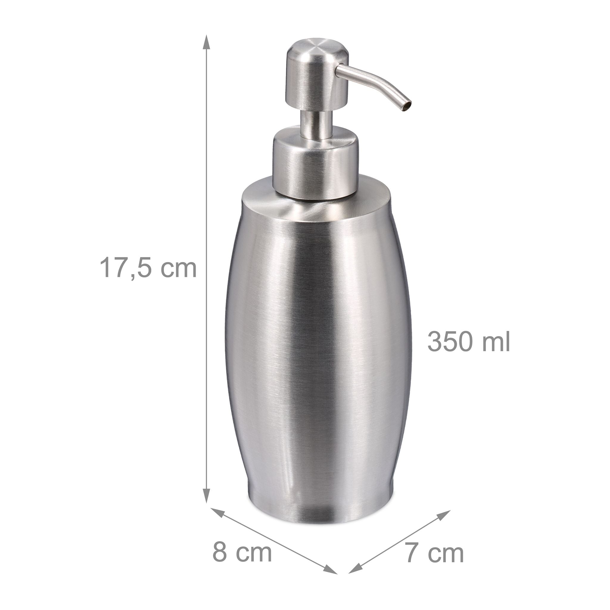 Seifenspender Edelstahl 350 ml Silber von Relaxdays