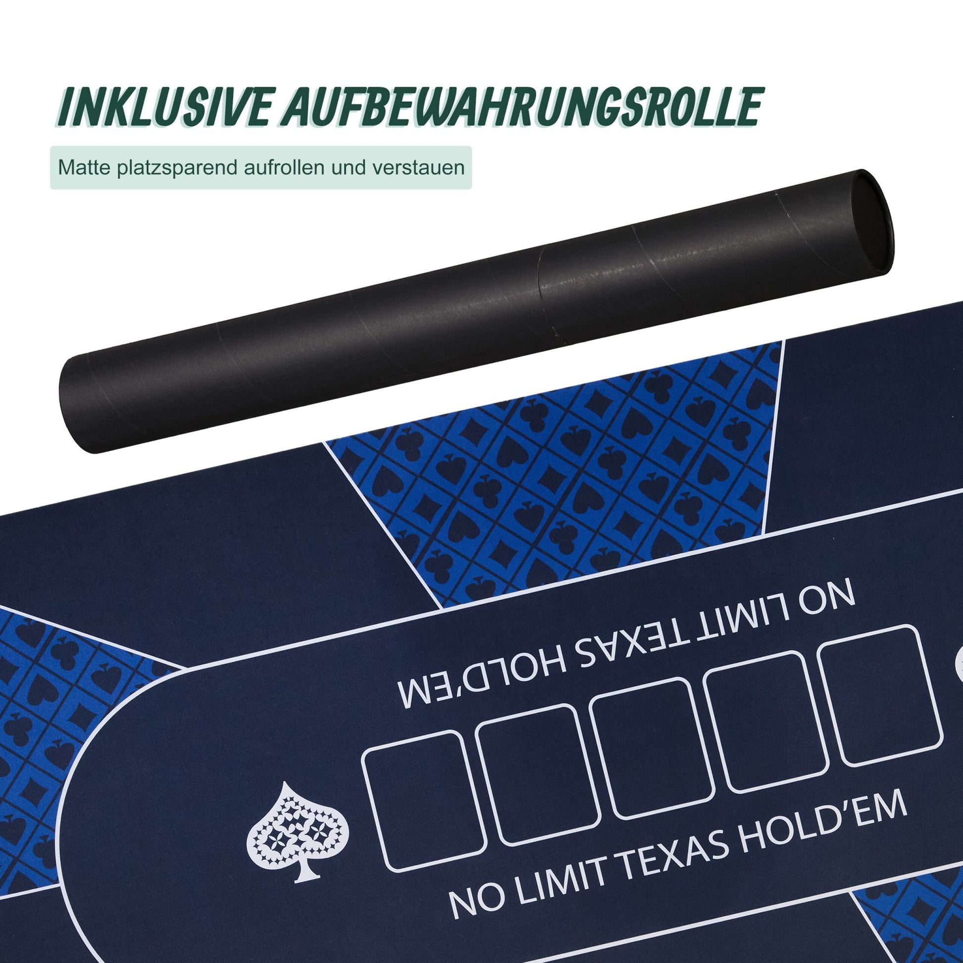 Pokermatte 120 x 60cm Weiss-Blau-Dunkelblau von Relaxdays
