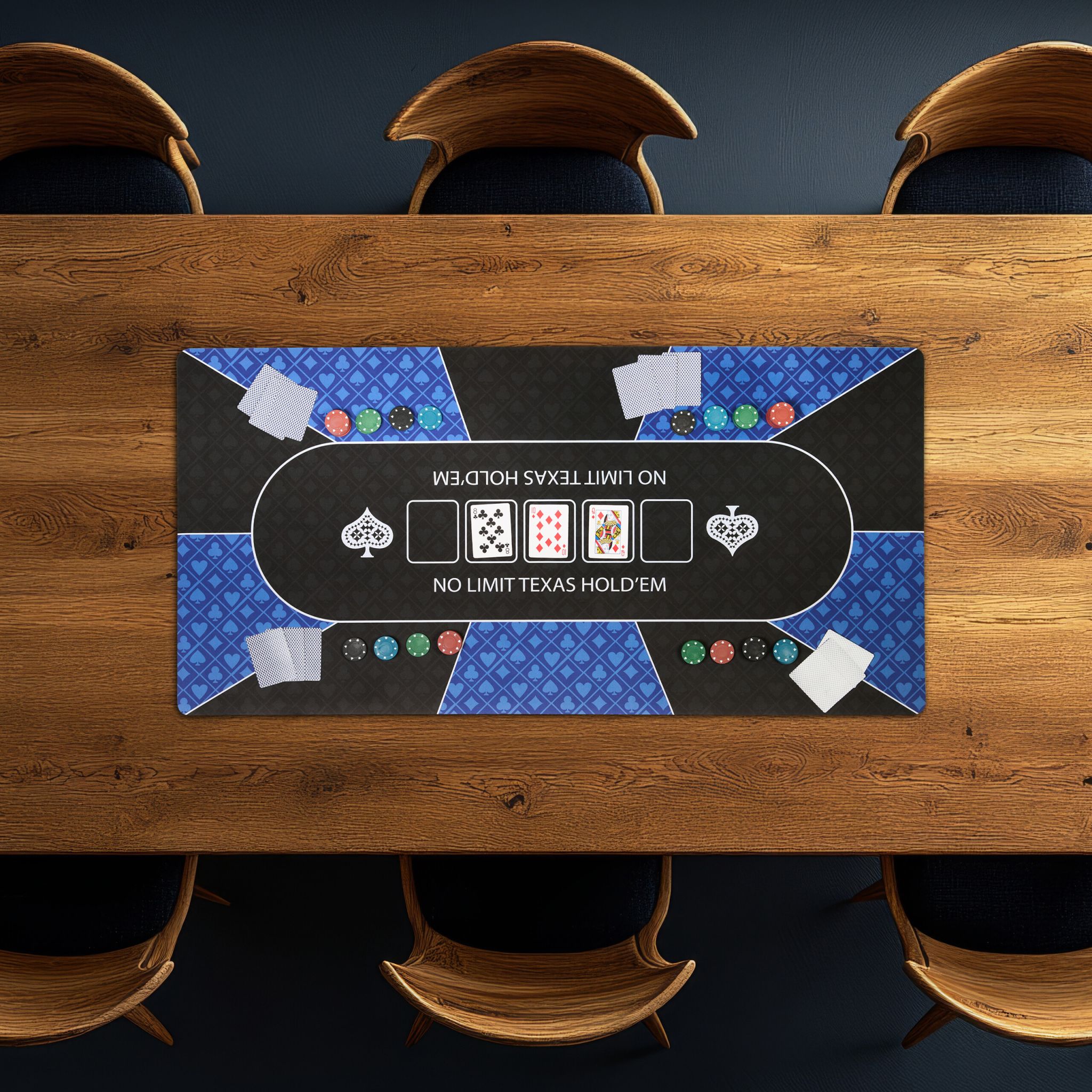 Pokermatte 120 x 60cm Weiss-Blau-Schwarz von Relaxdays