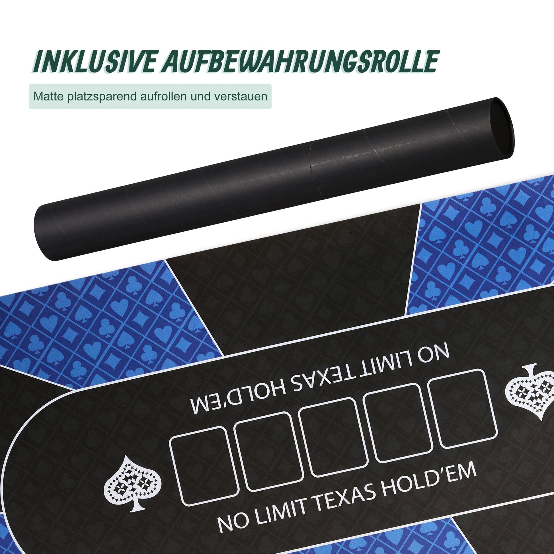 Pokermatte 120 x 60cm Weiss-Blau-Schwarz von Relaxdays