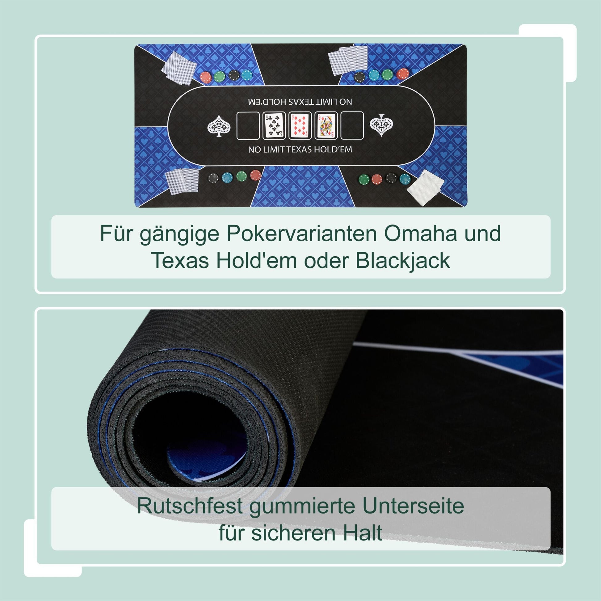 Pokermatte 120 x 60cm Weiss-Blau-Schwarz von Relaxdays