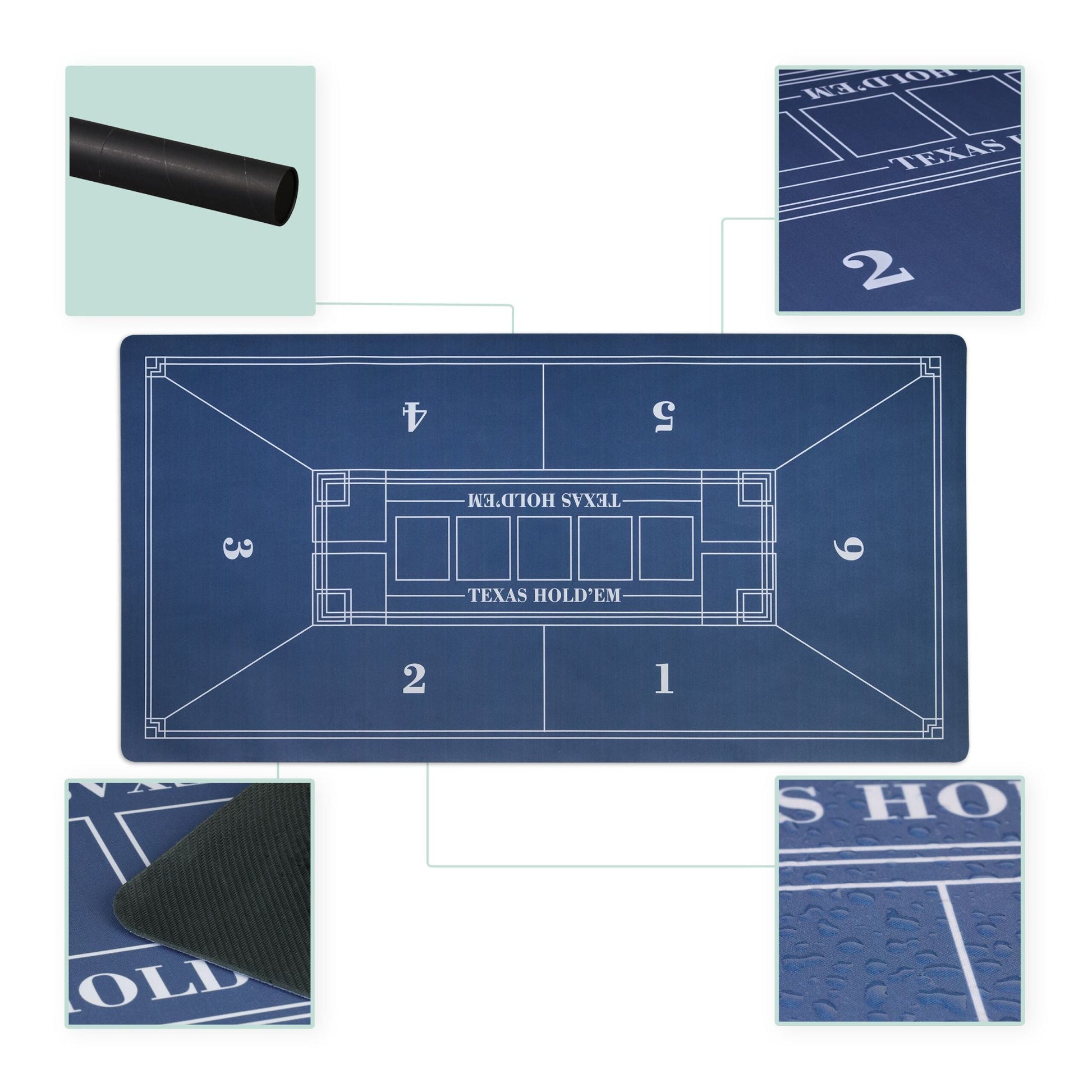 Pokermatte 120 x 60cm Weiss-Blau von Relaxdays