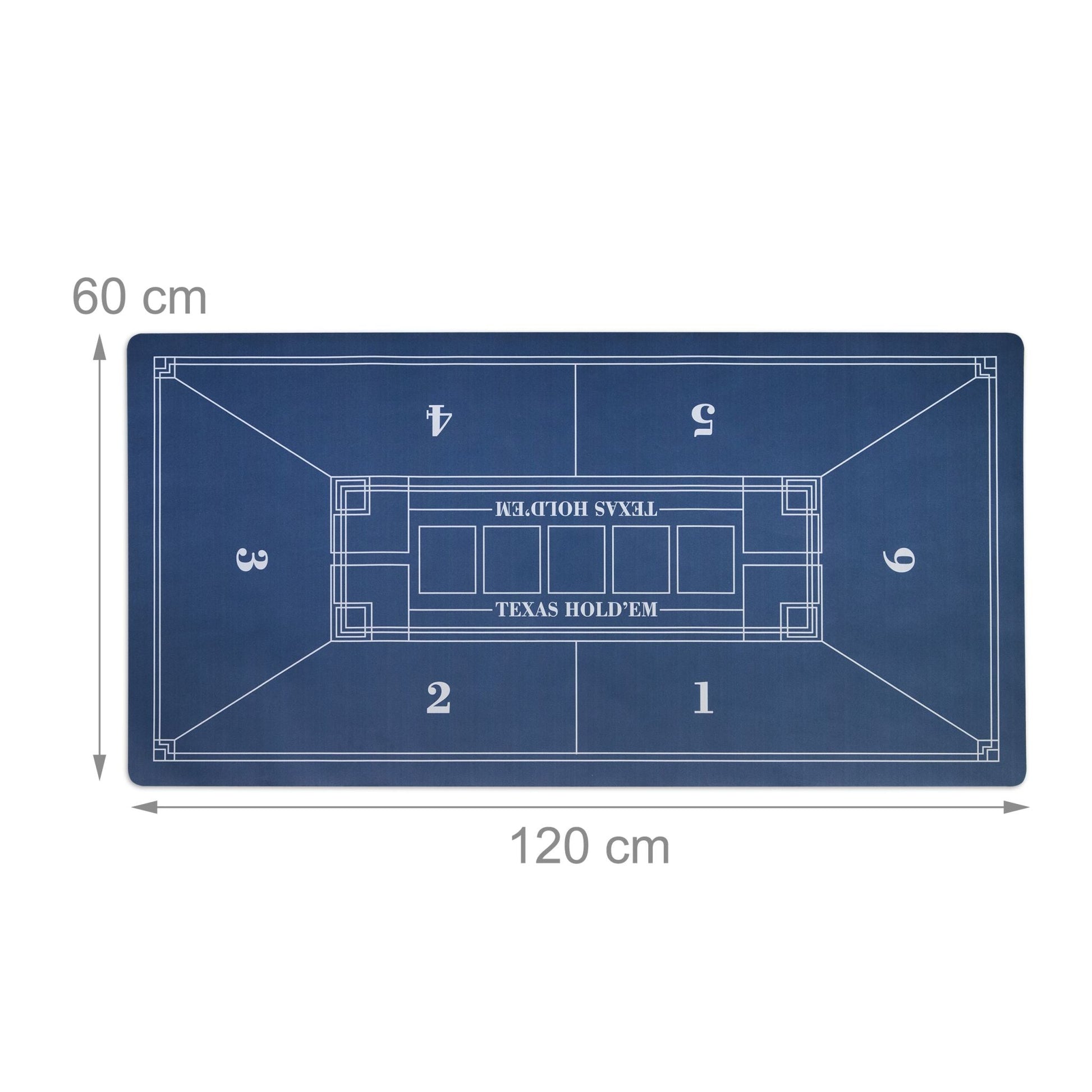 Pokermatte 120 x 60cm Weiss-Blau von Relaxdays