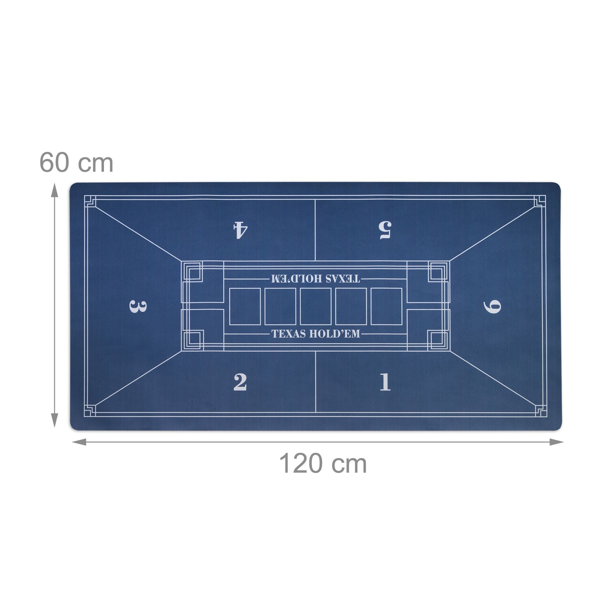 Pokermatte 120 x 60cm Weiss-Blau von Relaxdays