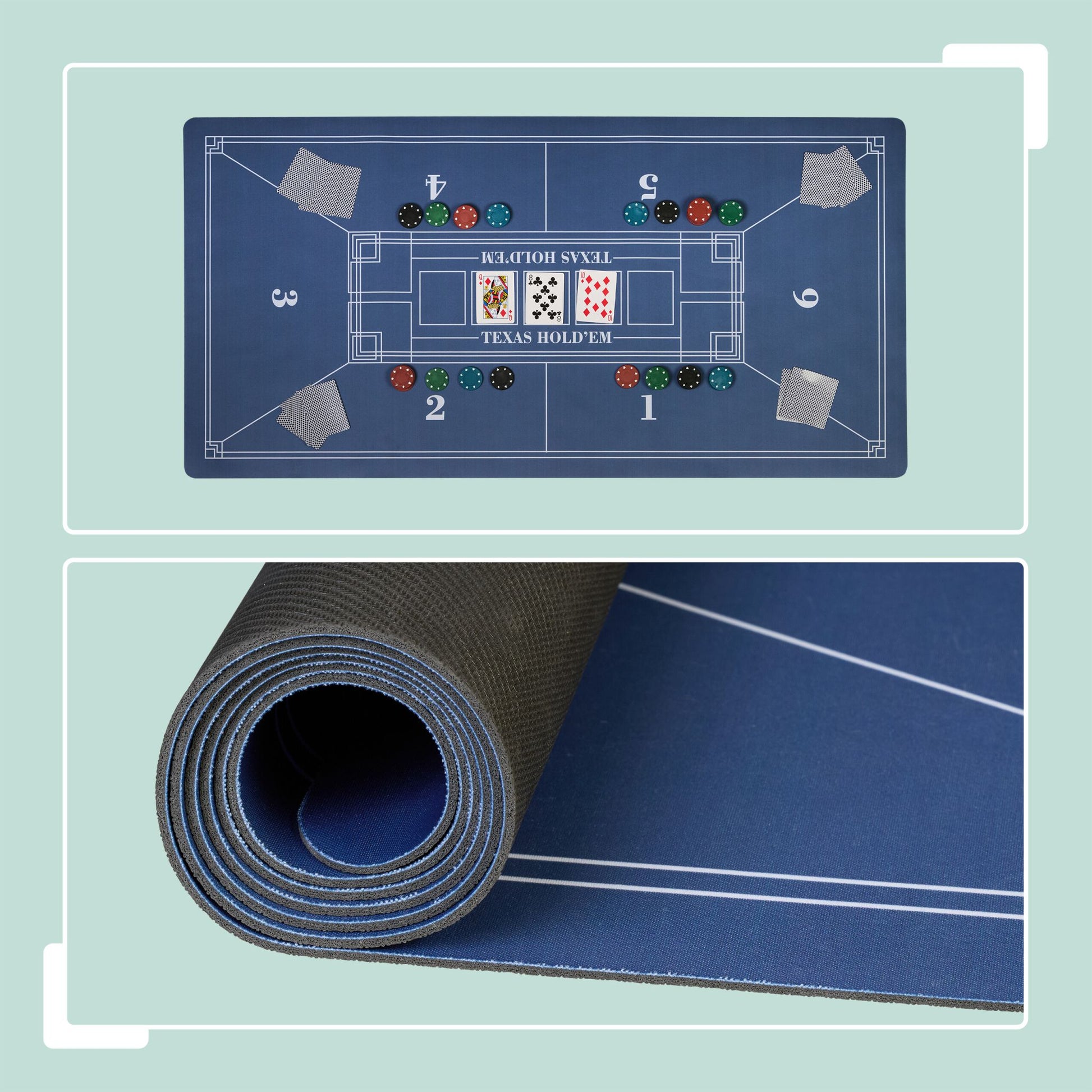 Pokermatte 120 x 60cm Weiss-Blau von Relaxdays