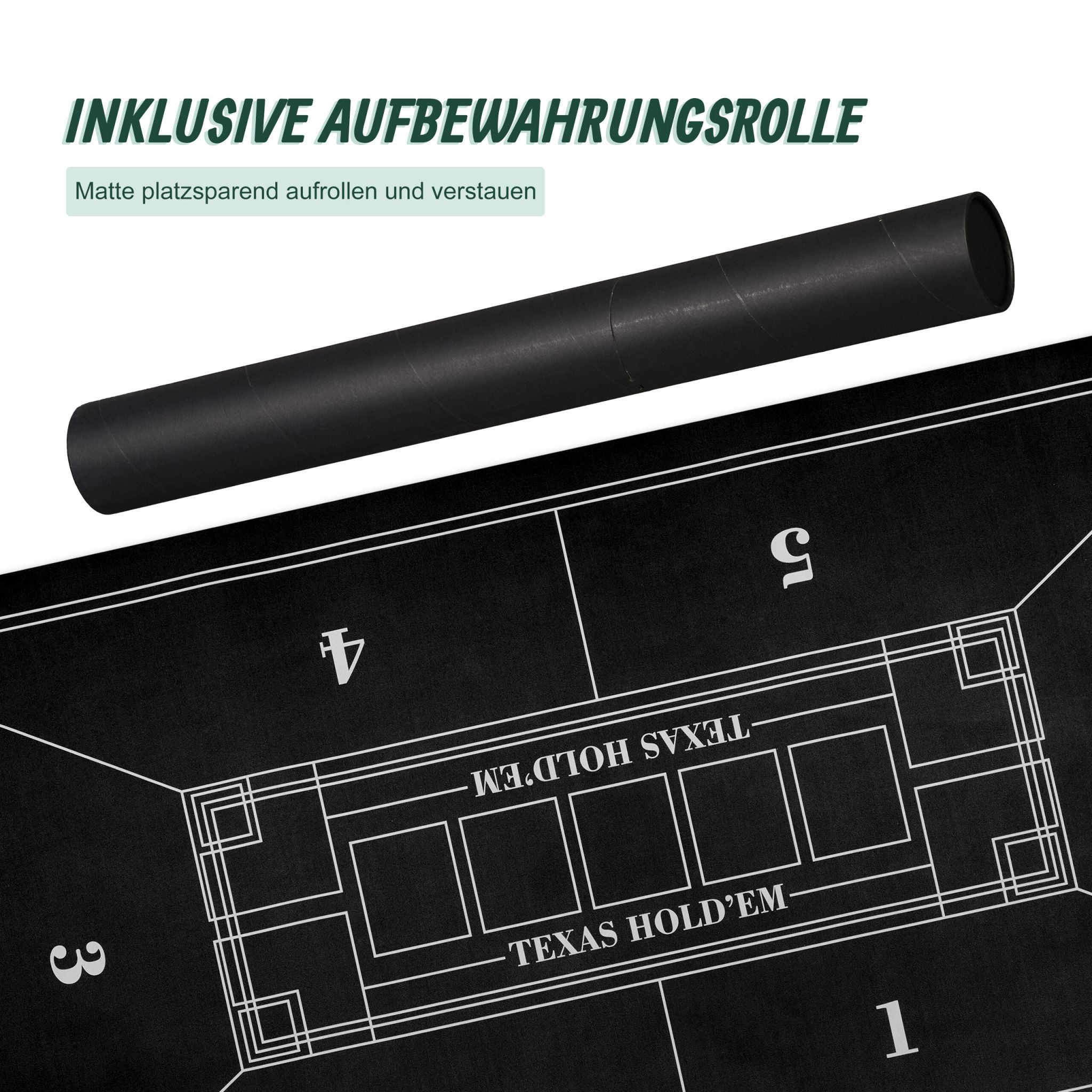Pokermatte 120 x 60cm Weiss-Schwarz von Relaxdays