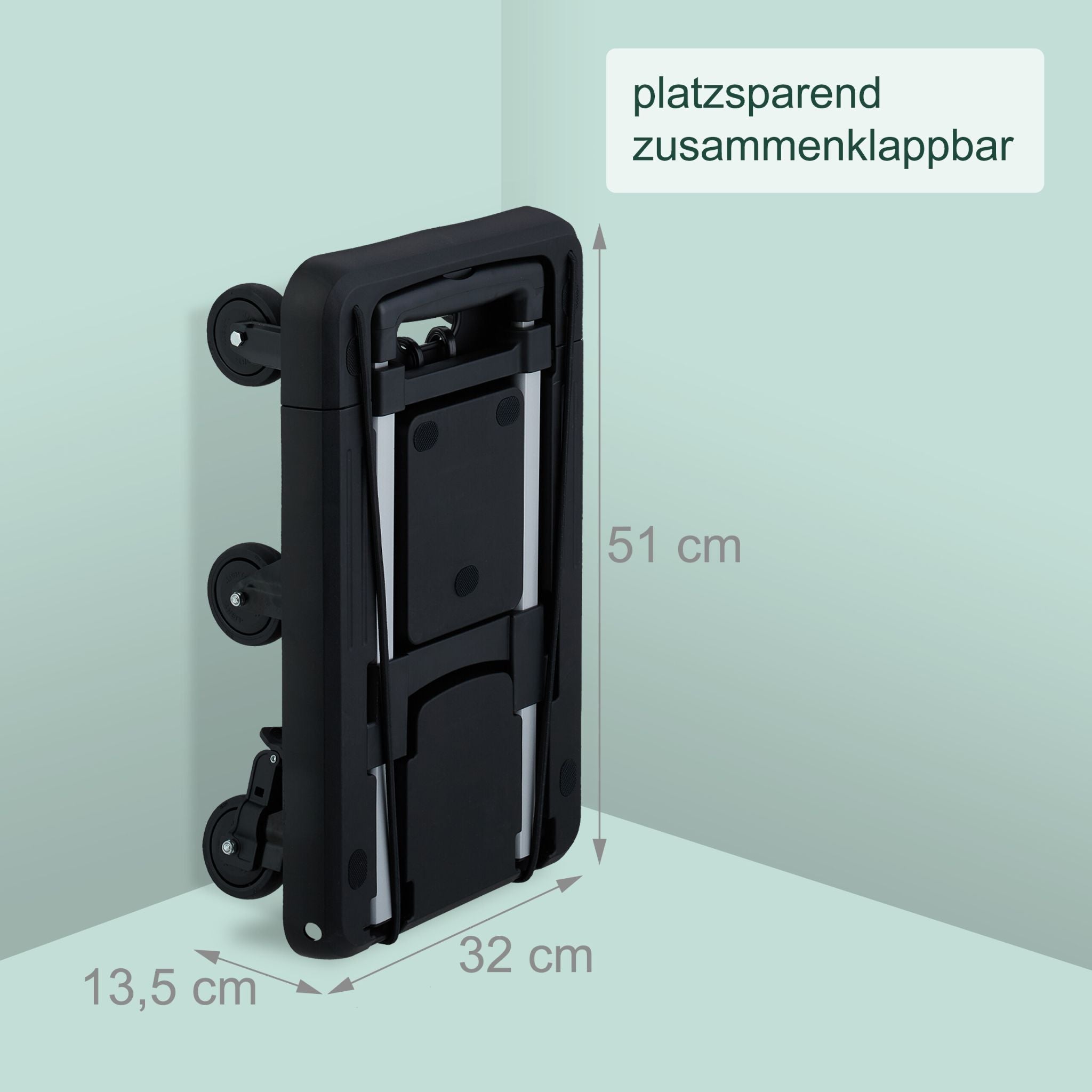Klappbarer Transportwagen Schwarz-Silber von Relaxdays
