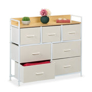 Kommode mit 7 Schubladen Beige-Weiss-Hellbraun von Relaxdays
