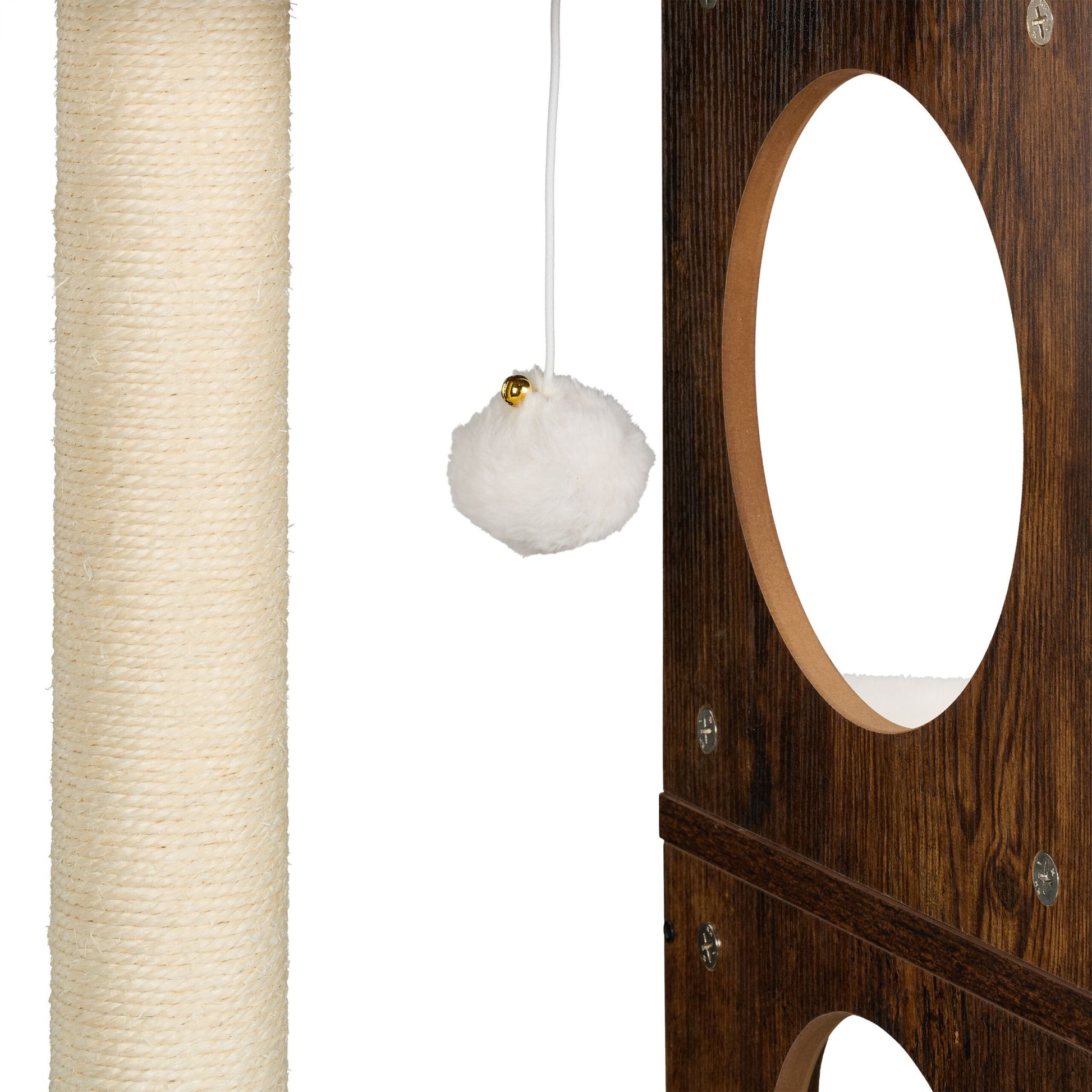 Kratzbaum mit Katzenklo-Schrank 128cm Weiss-Dunkelbraun von Relaxdays
