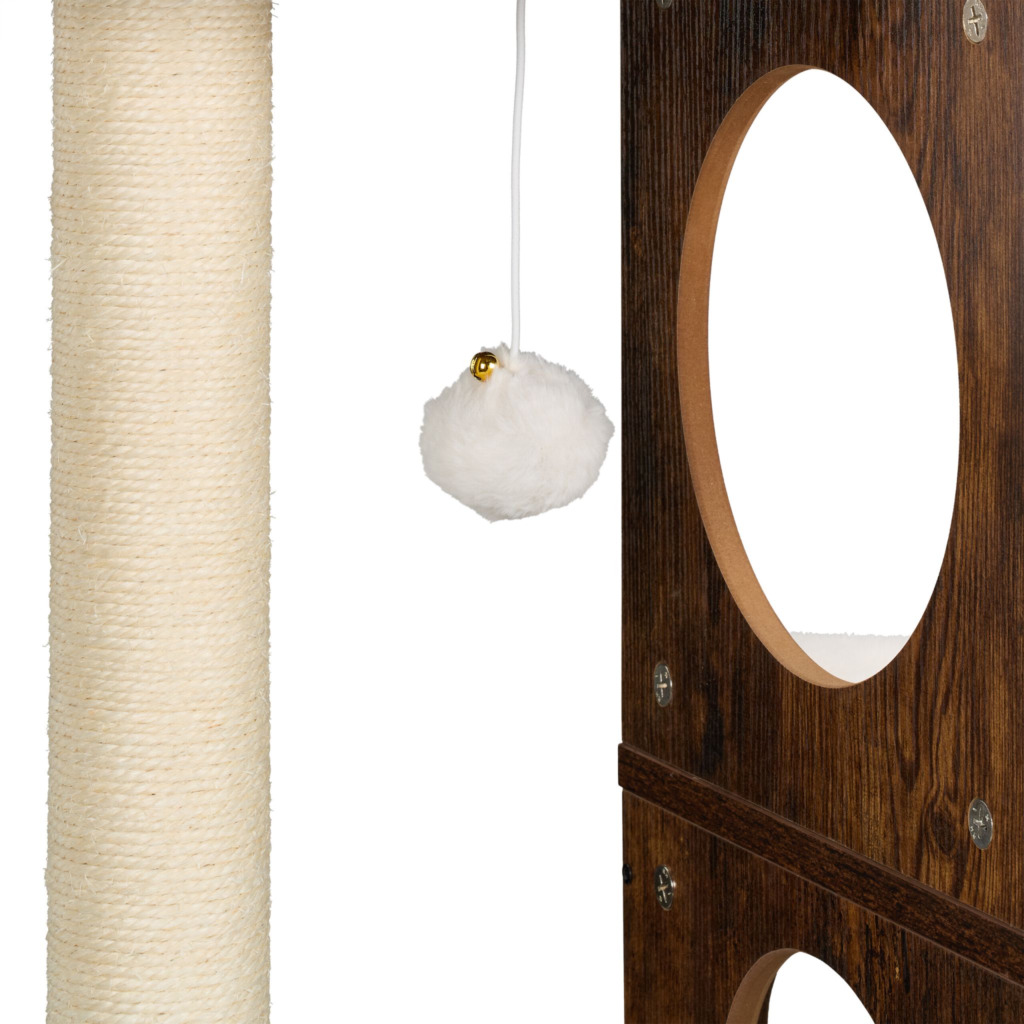 Kratzbaum mit Katzenklo-Schrank 128cm Weiss-Dunkelbraun von Relaxdays