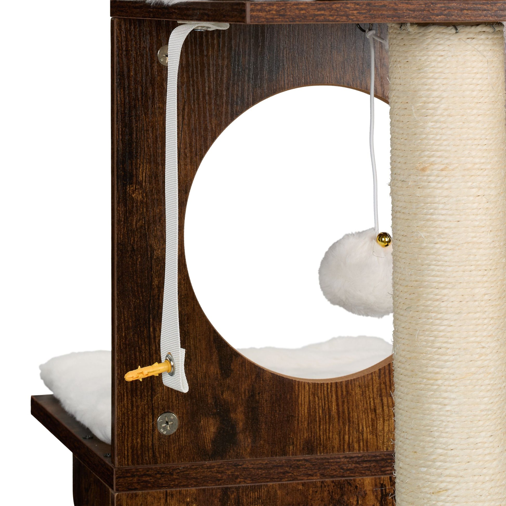 Kratzbaum mit Katzenklo-Schrank 128cm Weiss-Dunkelbraun von Relaxdays