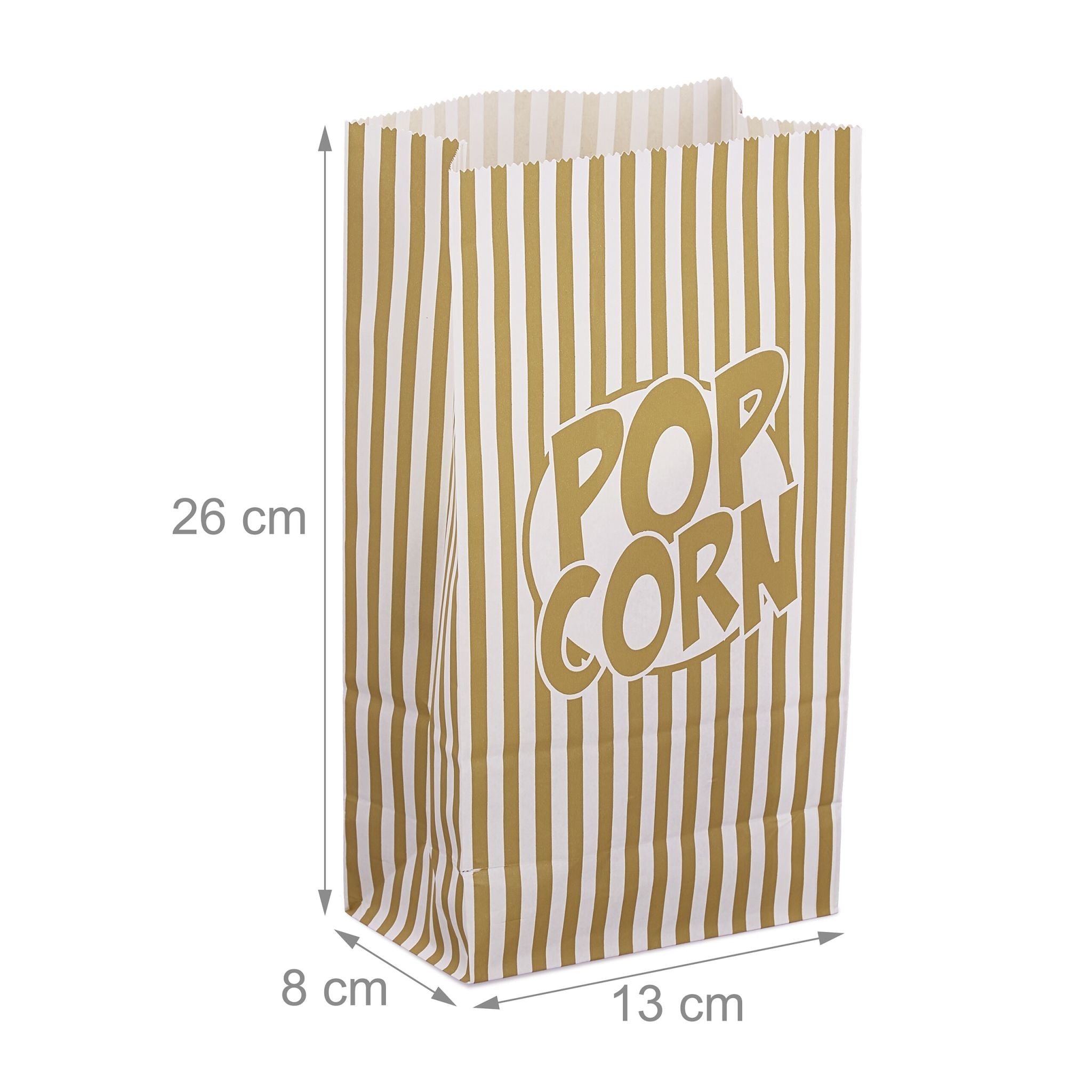 Retro Popcorntüten 144er-Set Weiss-Gold von Relaxdays