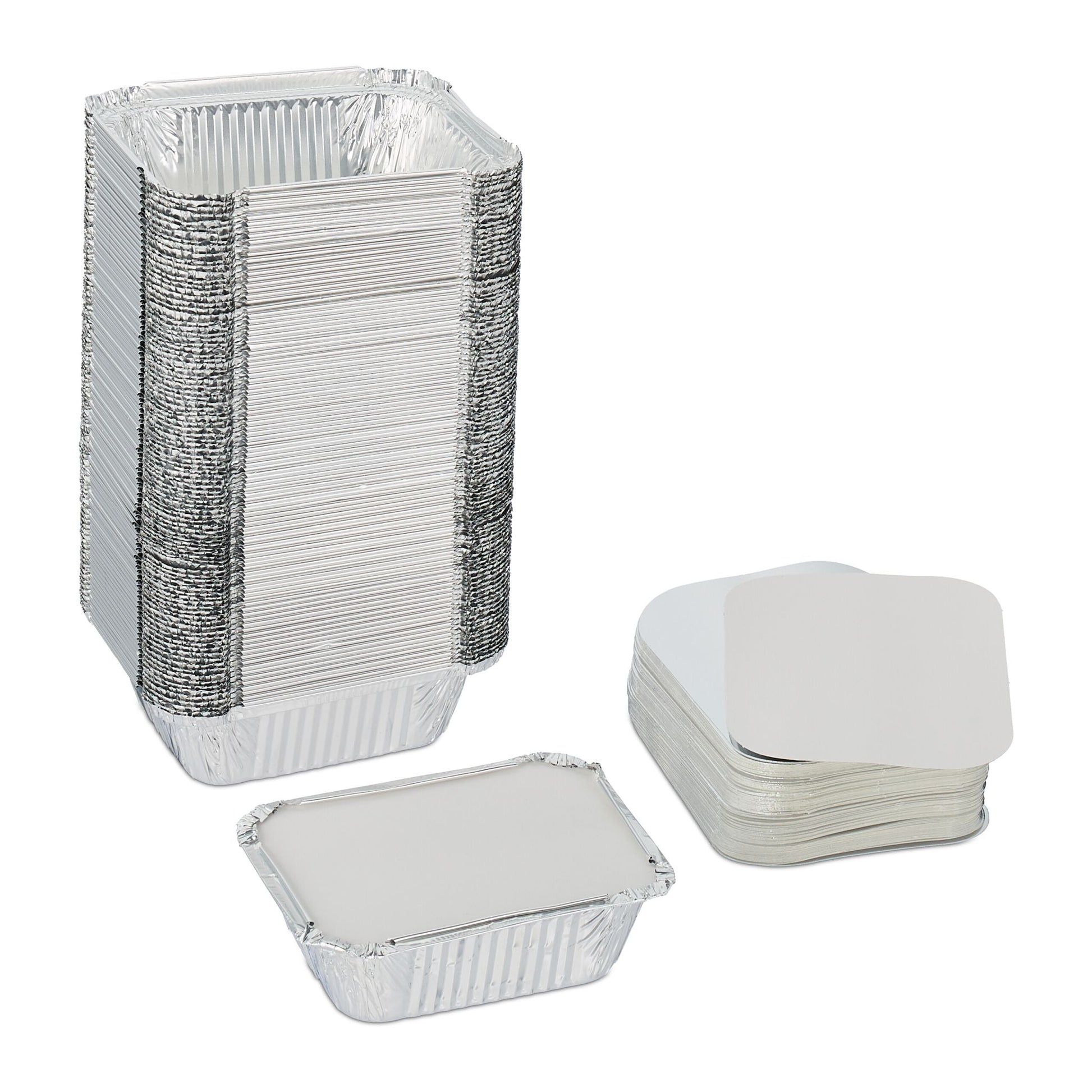 Aluschalen mit Deckel 100er-Set Silber von Relaxdays