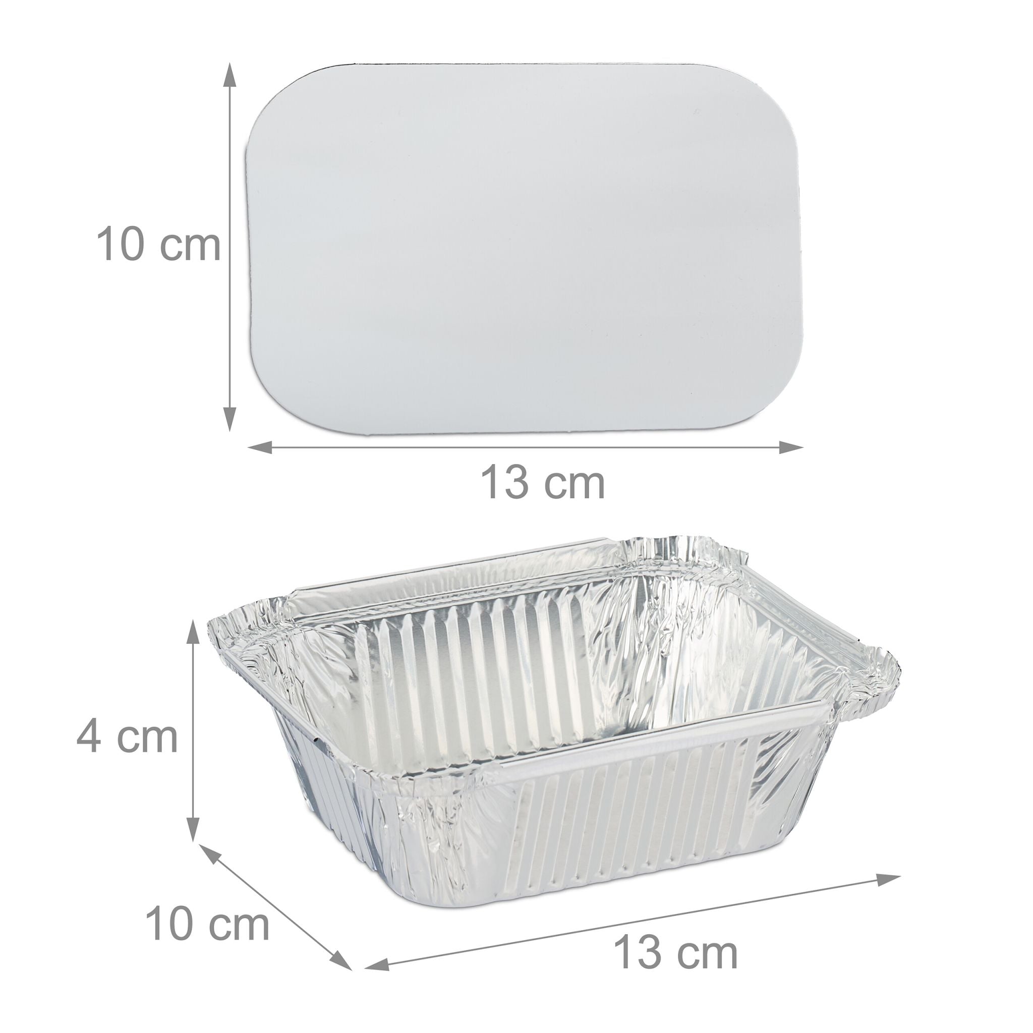 Aluschalen mit Deckel 100er-Set Silber von Relaxdays