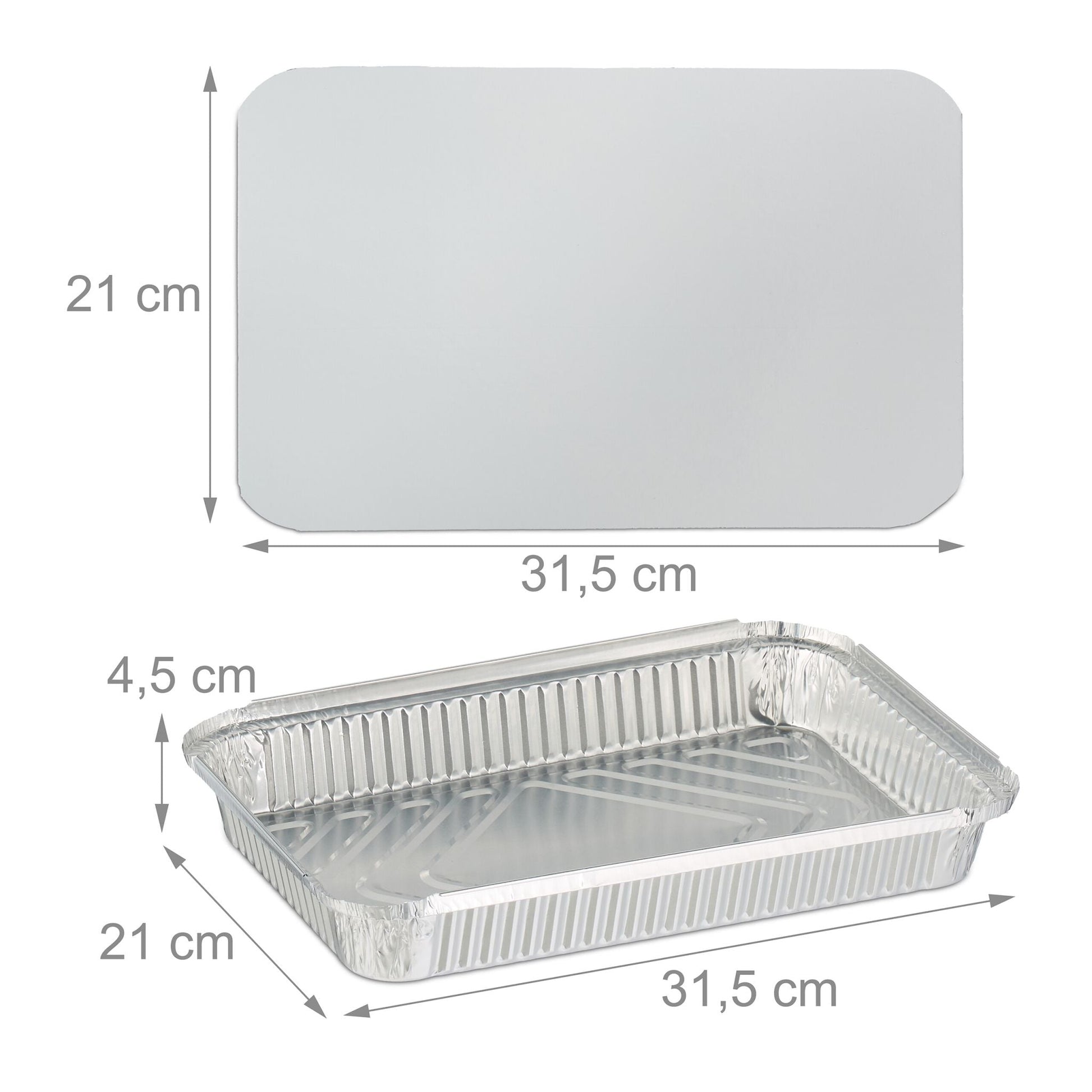 Aluschalen mit Deckel 25er-Set Silber von Relaxdays