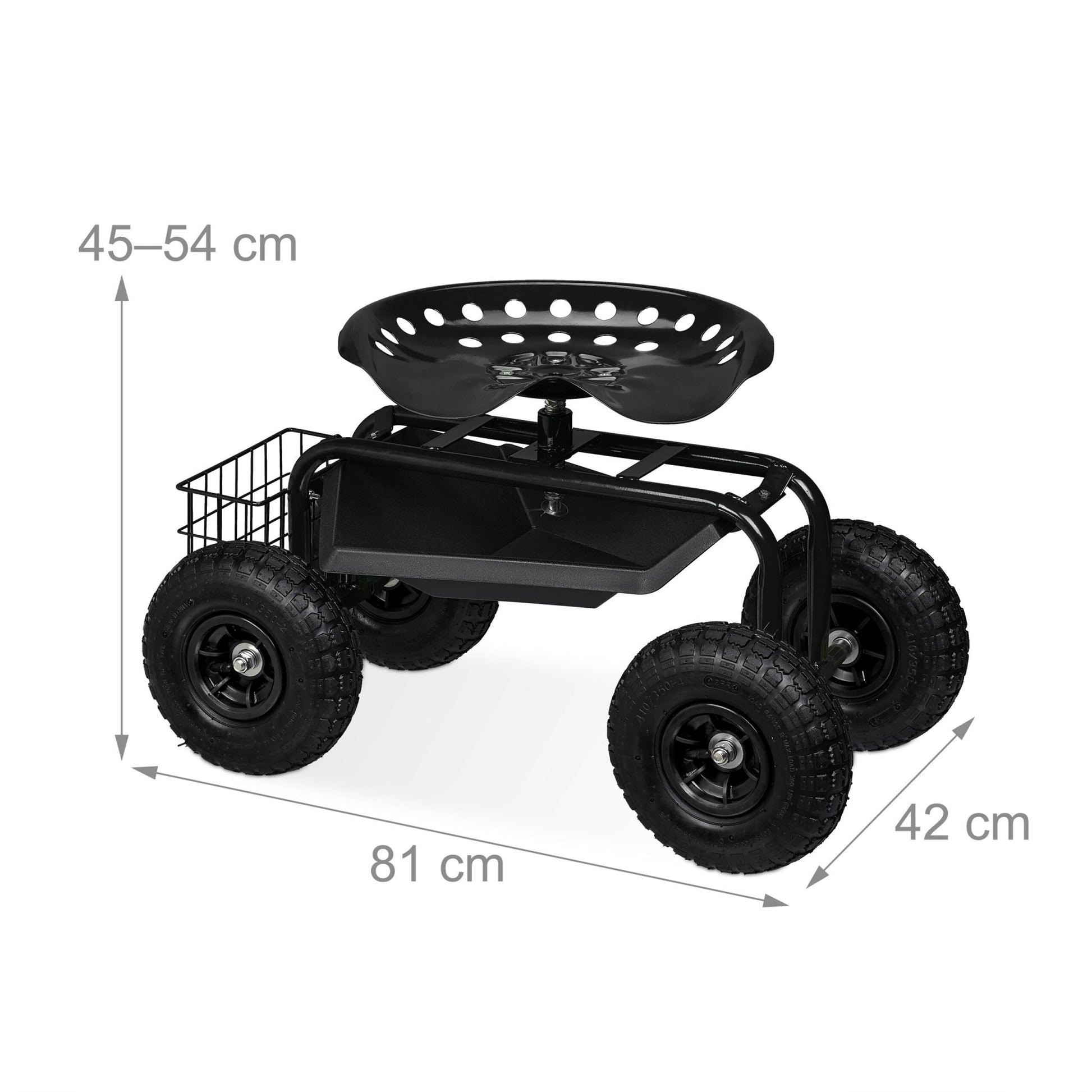 Fahrbarer Gartensitz mit Stauraum Schwarz von Relaxdays