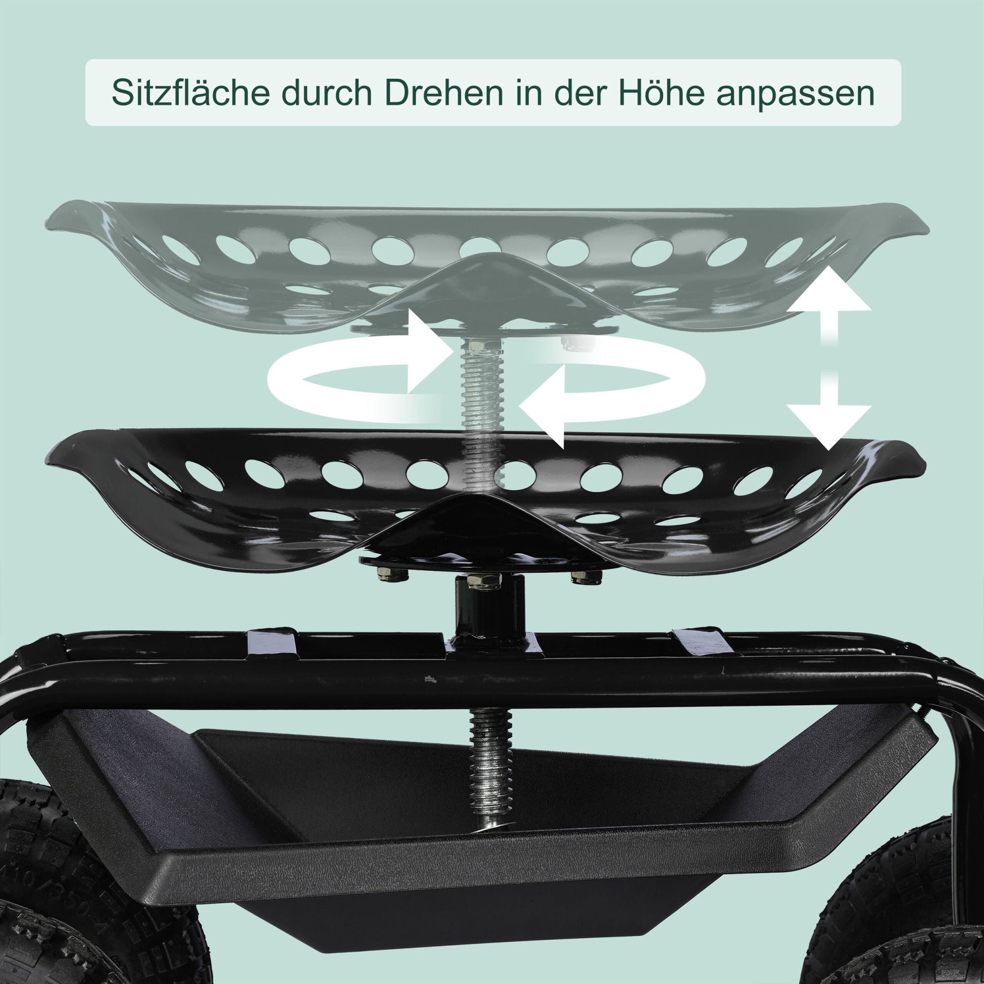 Fahrbarer Gartensitz mit Stauraum Schwarz von Relaxdays