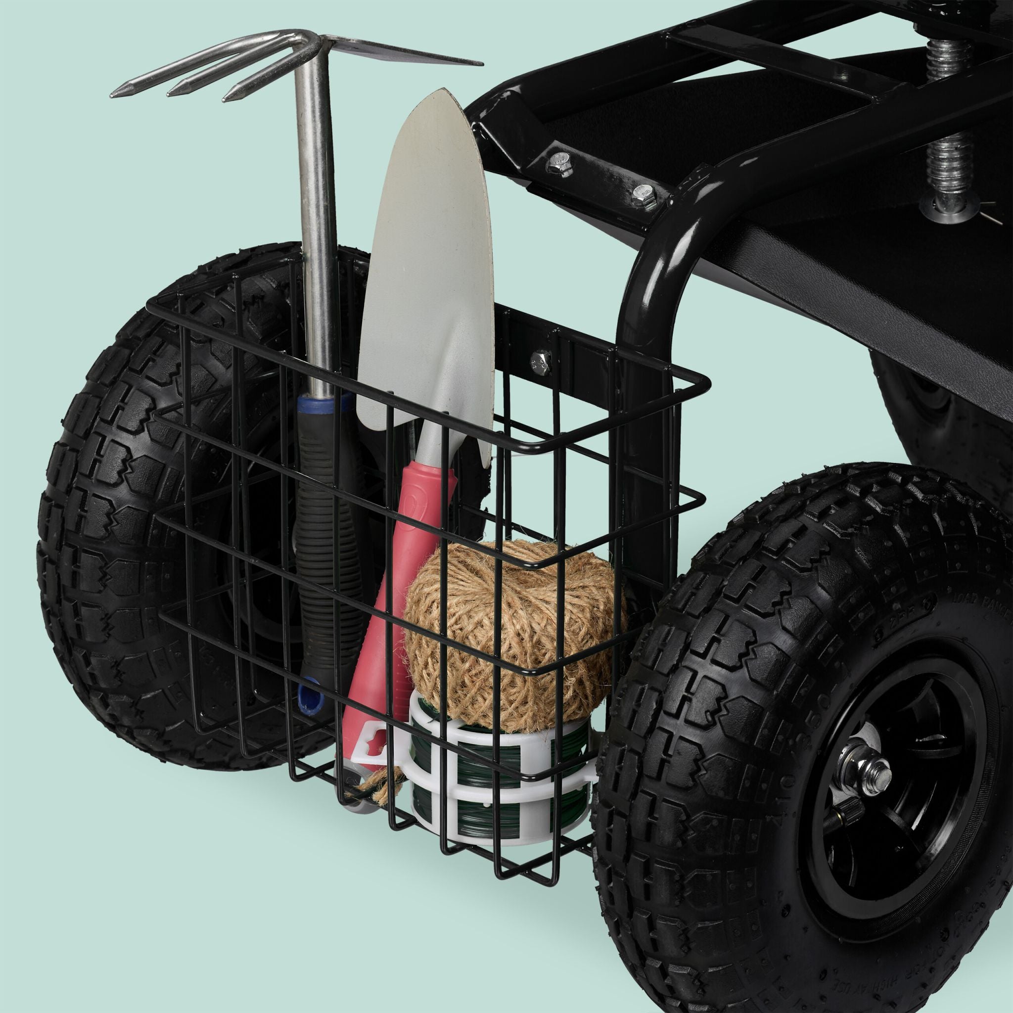 Fahrbarer Gartensitz mit Stauraum Schwarz von Relaxdays