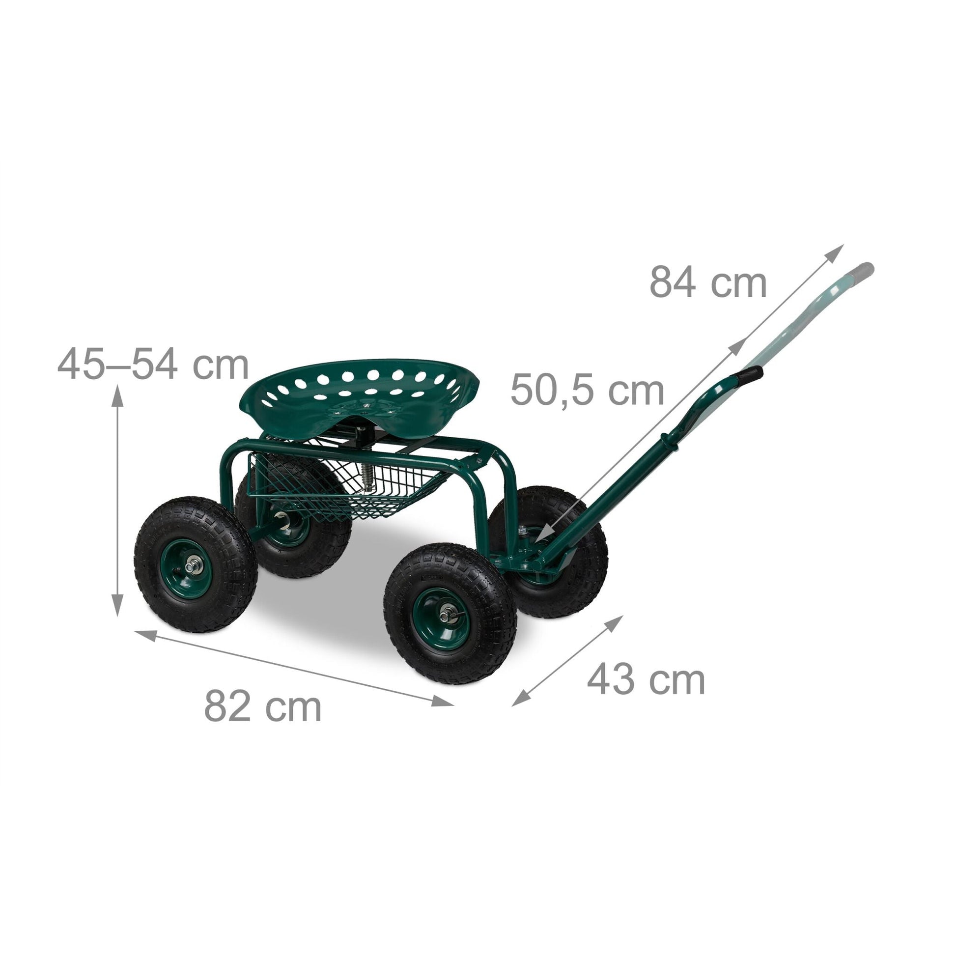 Fahrbarer Gartensitz mit Stauraum Dunkelgrün-Schwarz von Relaxdays