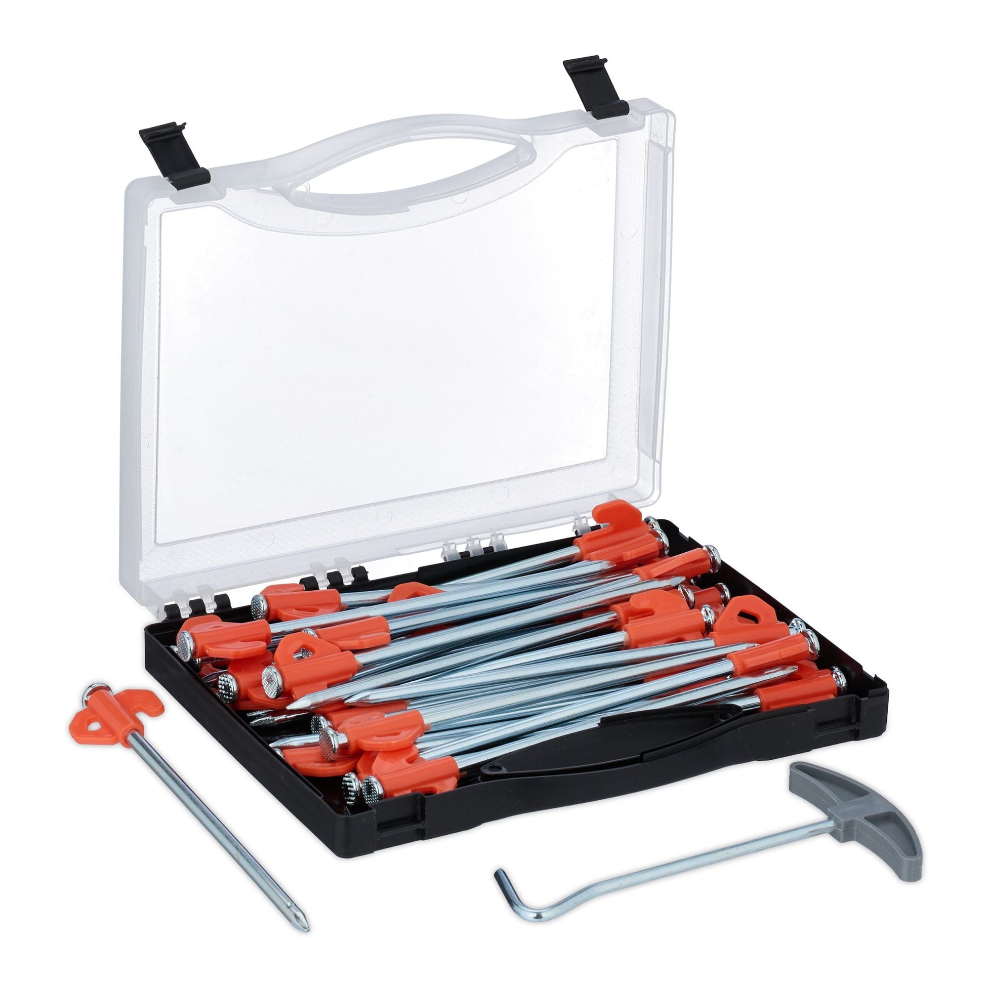 Felsbodenhering 30er-Set mit Box Orange-Silber von Relaxdays