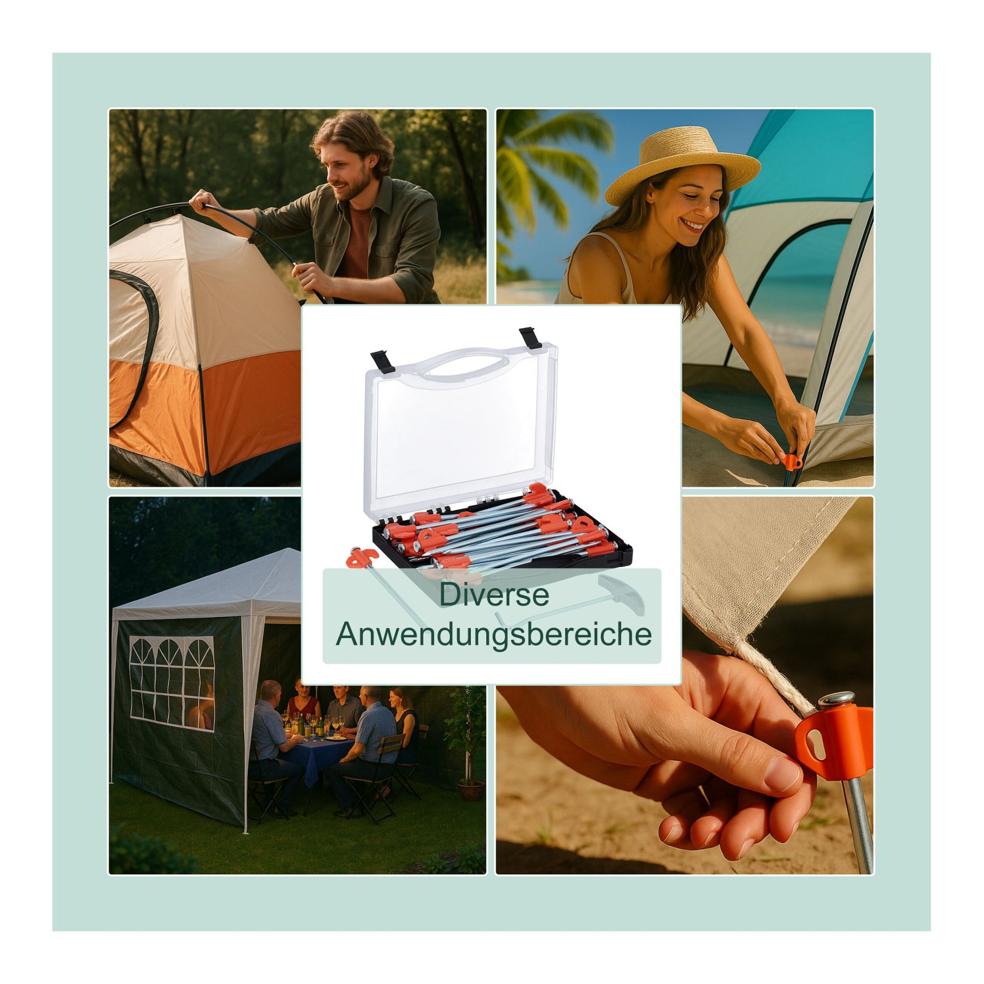 Felsbodenhering 30er-Set mit Box Orange-Silber von Relaxdays
