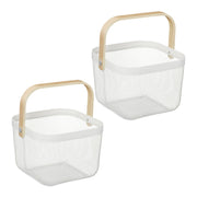 Drahtkorb mit Henkel 2er-Set Weiss-Hellbraun von Relaxdays