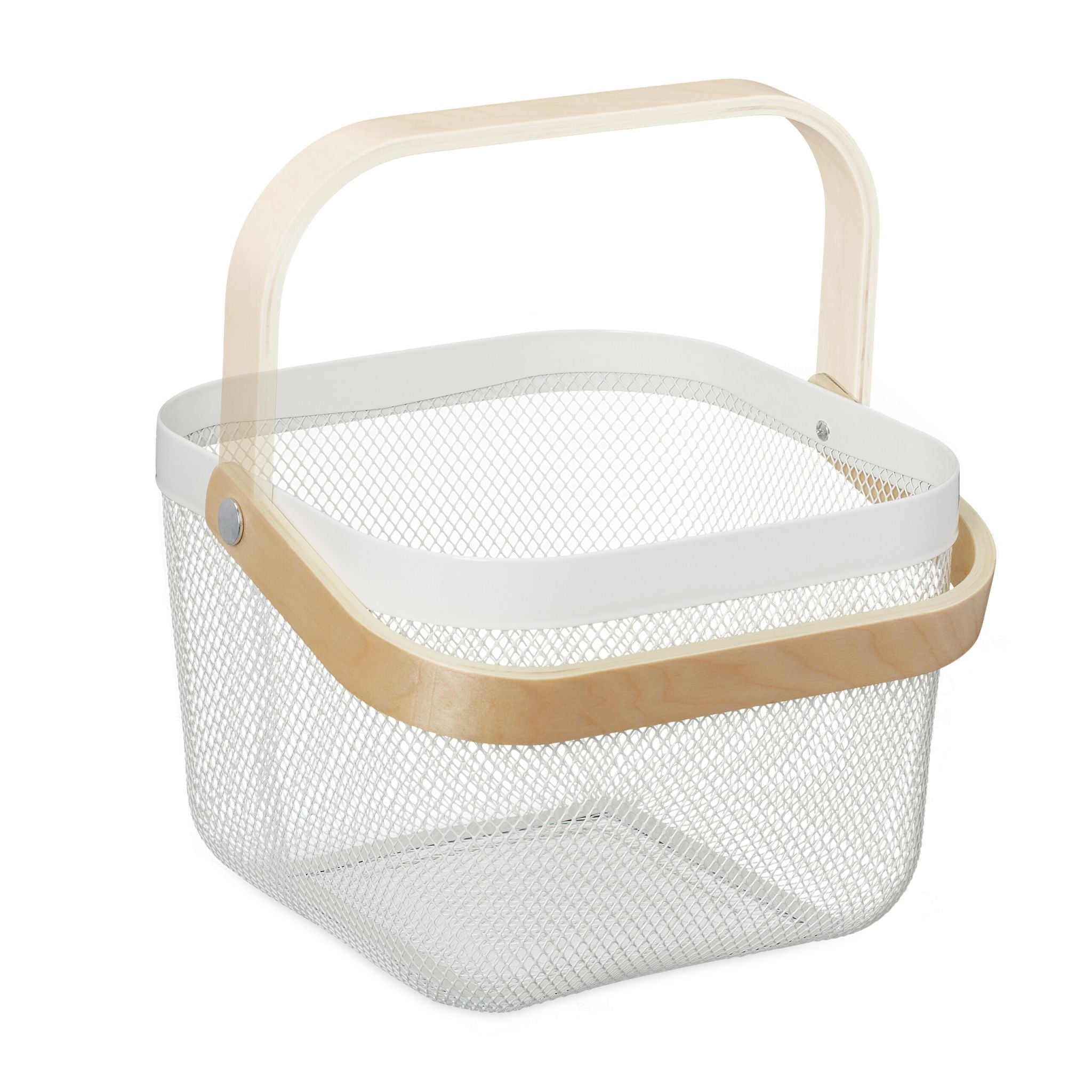 Drahtkorb mit Henkel 2er-Set Weiss-Hellbraun von Relaxdays