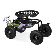 Fahrbarer Gartensitz mit Stauraum Schwarz von Relaxdays